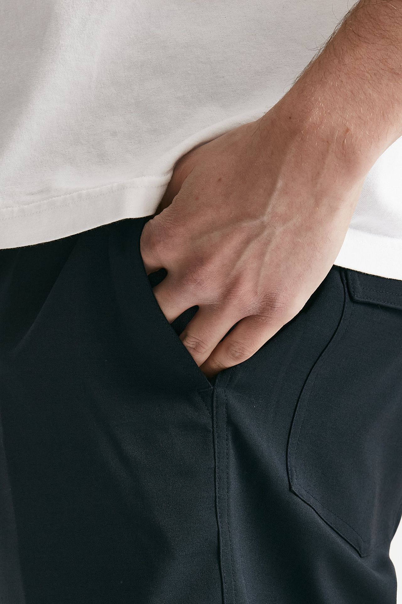 Bermuda poliestere e lana stretch blu