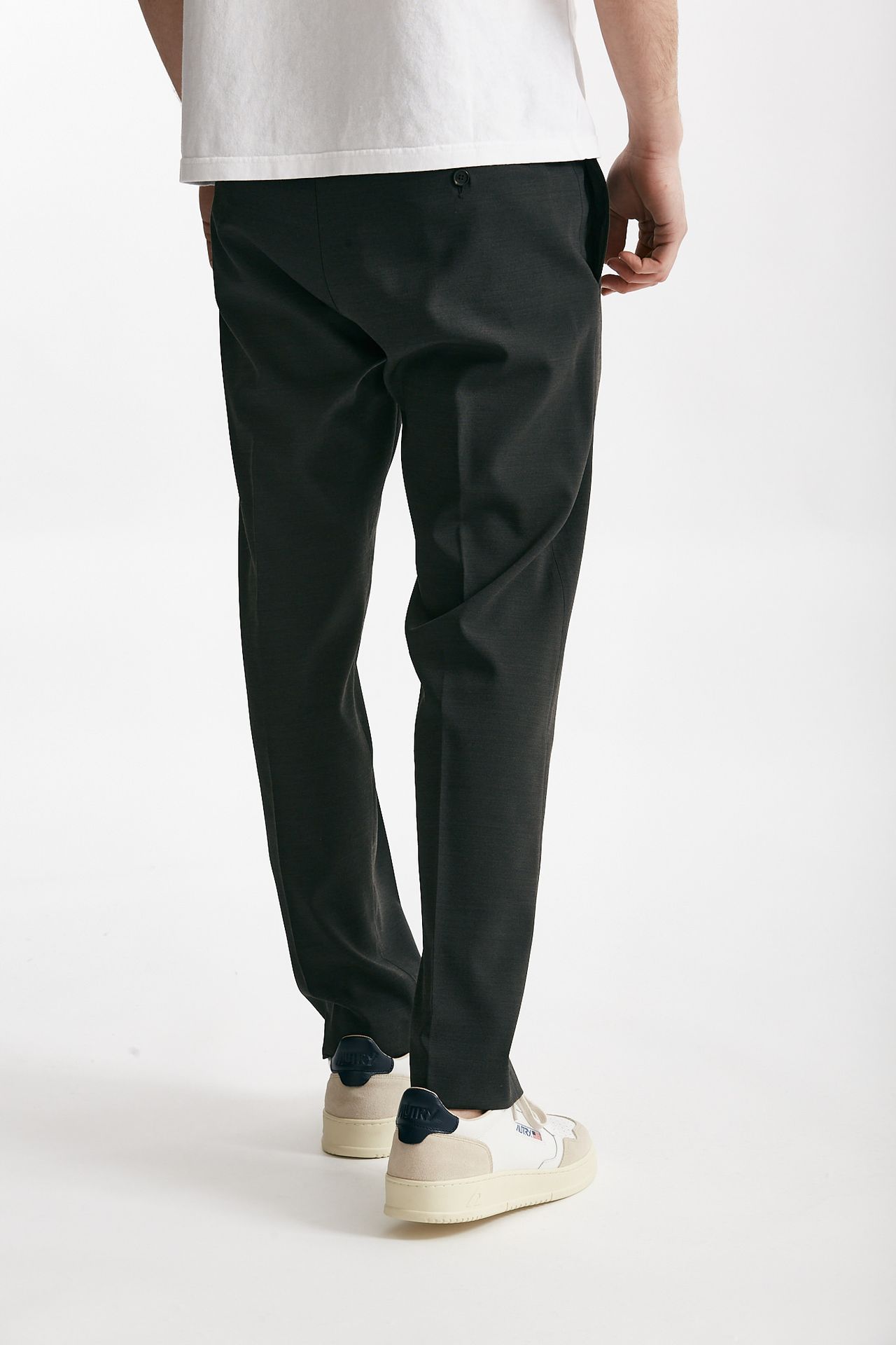 Pantalone in poliestere e lana stretch grigio antracite