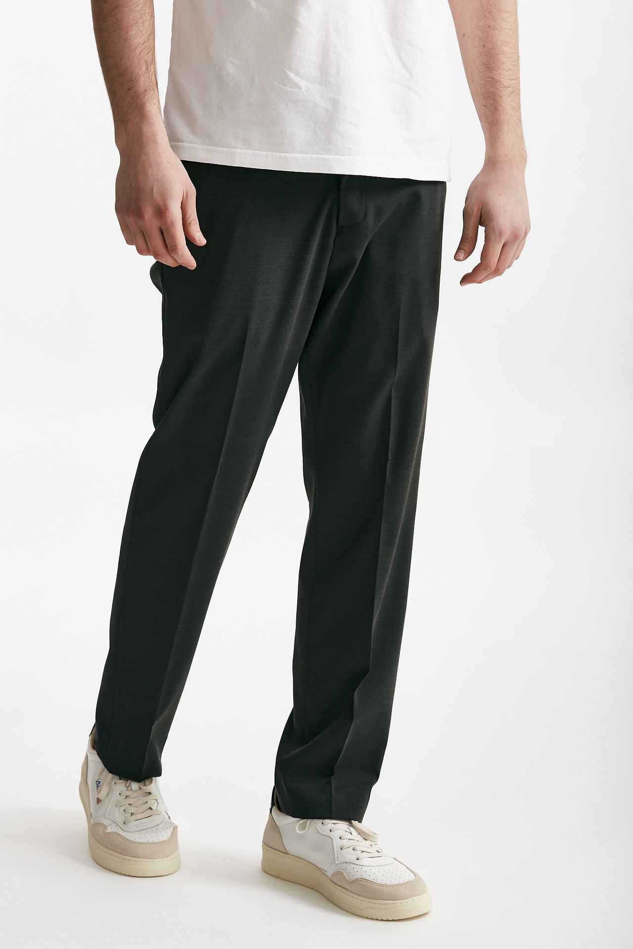 Pantalone in poliestere e lana stretch grigio antracite