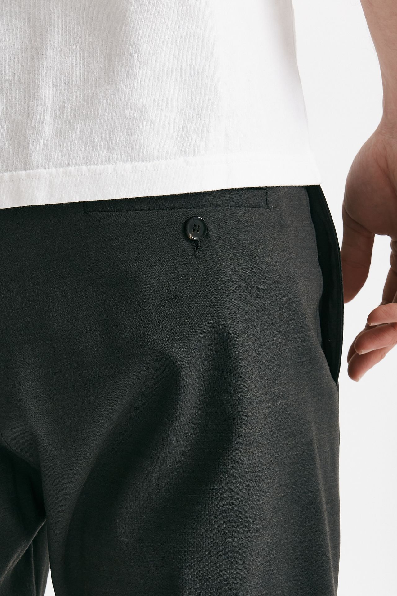 Pantalone in poliestere e lana stretch grigio antracite