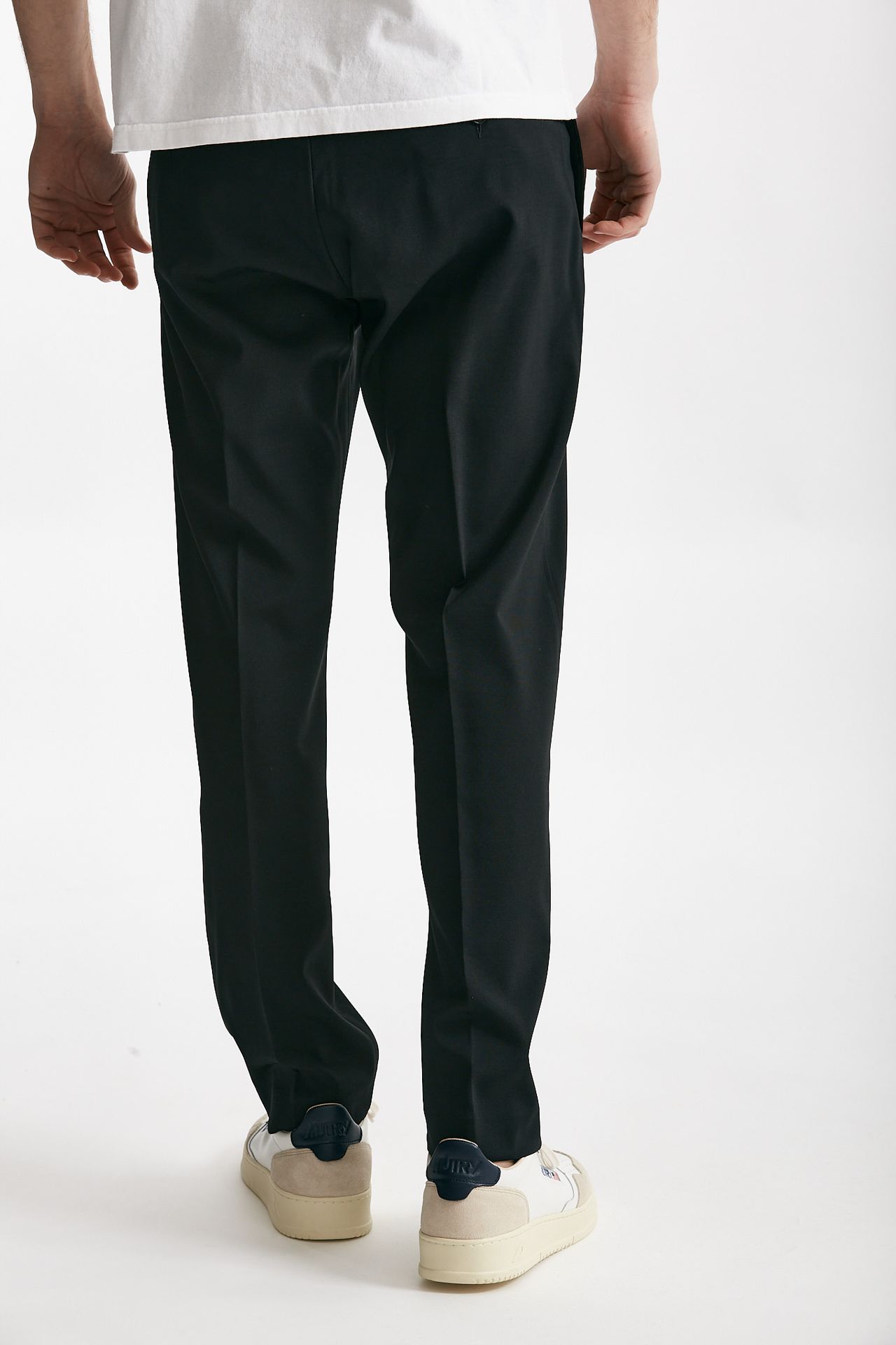 Pantalone in poliestere e lana stretch nero