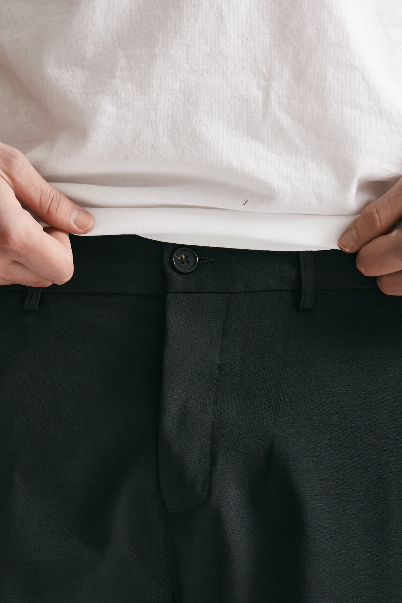 Pantalone in poliestere e lana stretch nero
