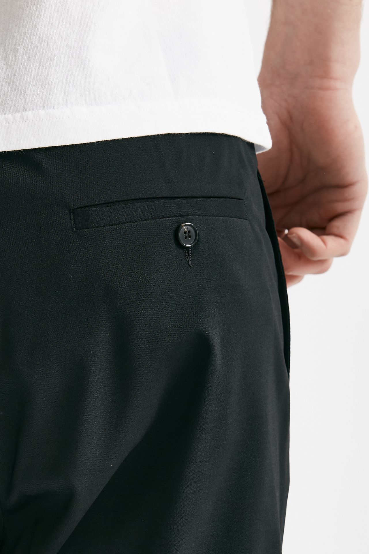 Pantalone in poliestere e lana stretch nero