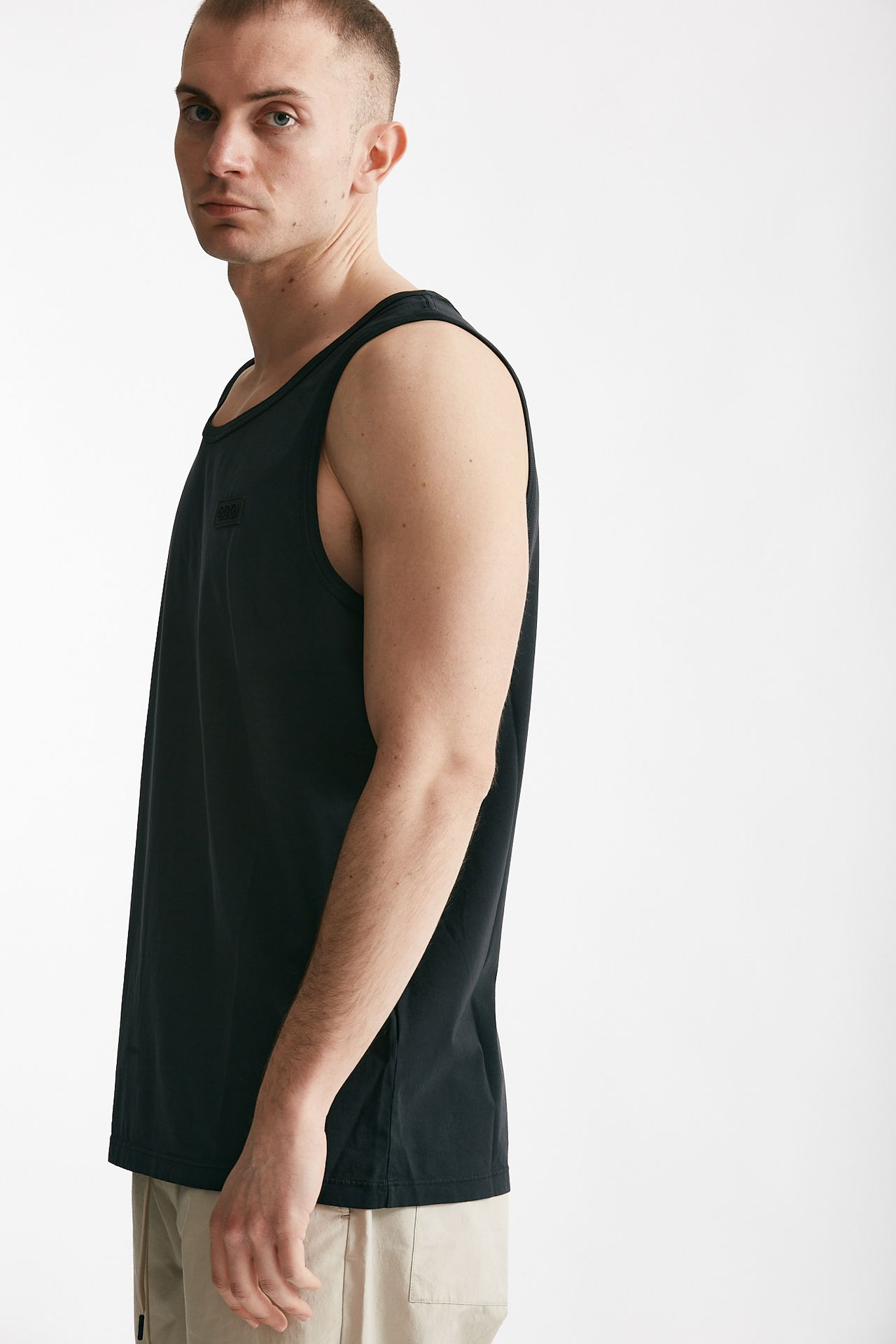 Canotta Logo in cotone nero 