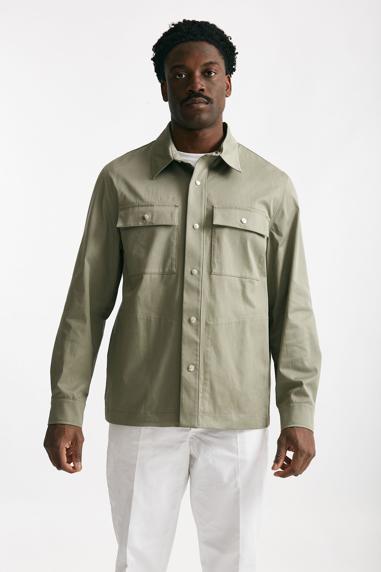 Overshirt in cotone stretch verde