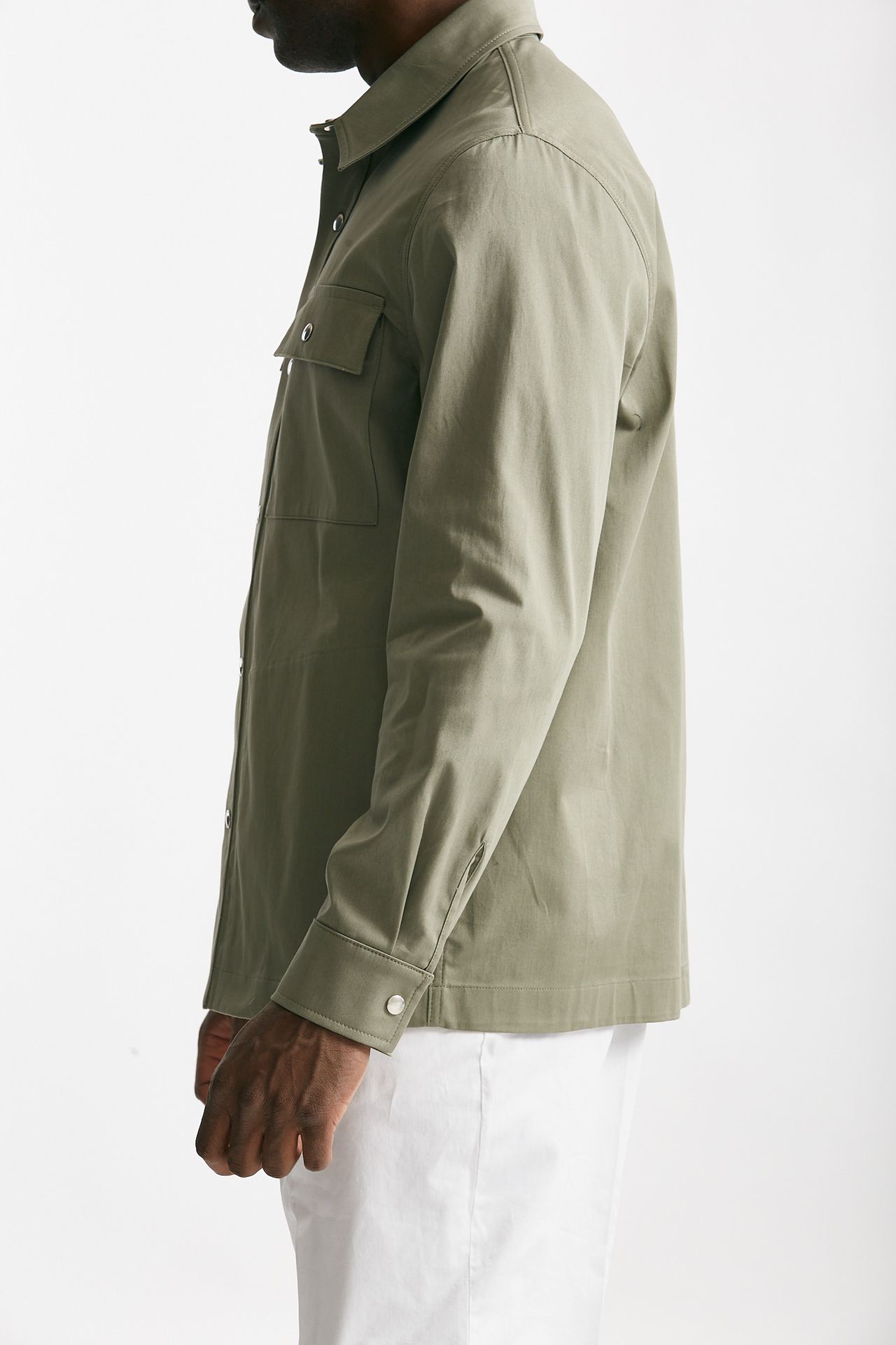 Overshirt in cotone stretch verde