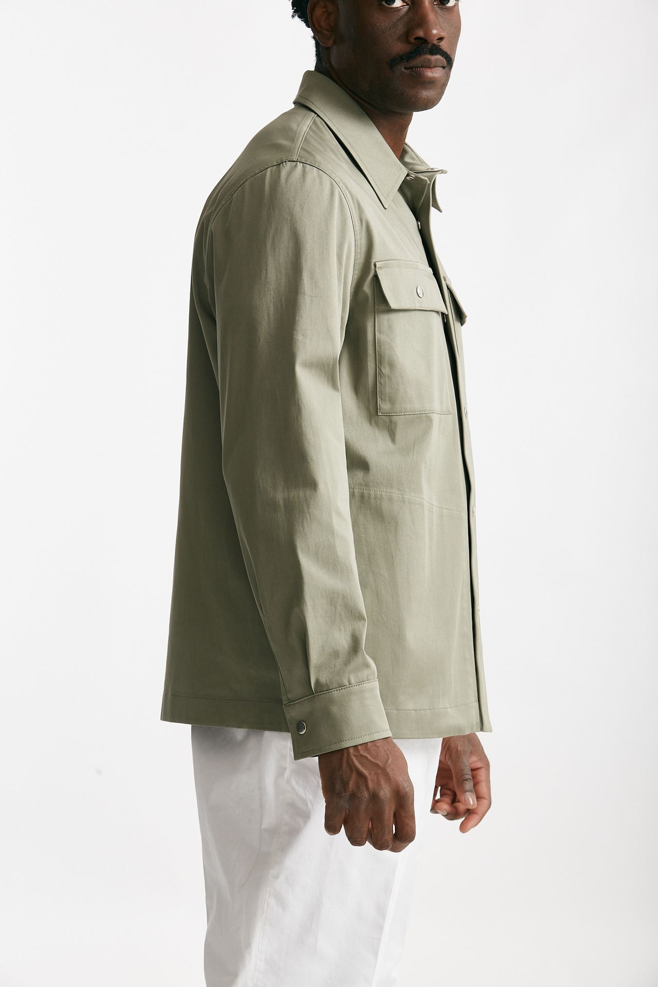 Overshirt in cotone stretch verde