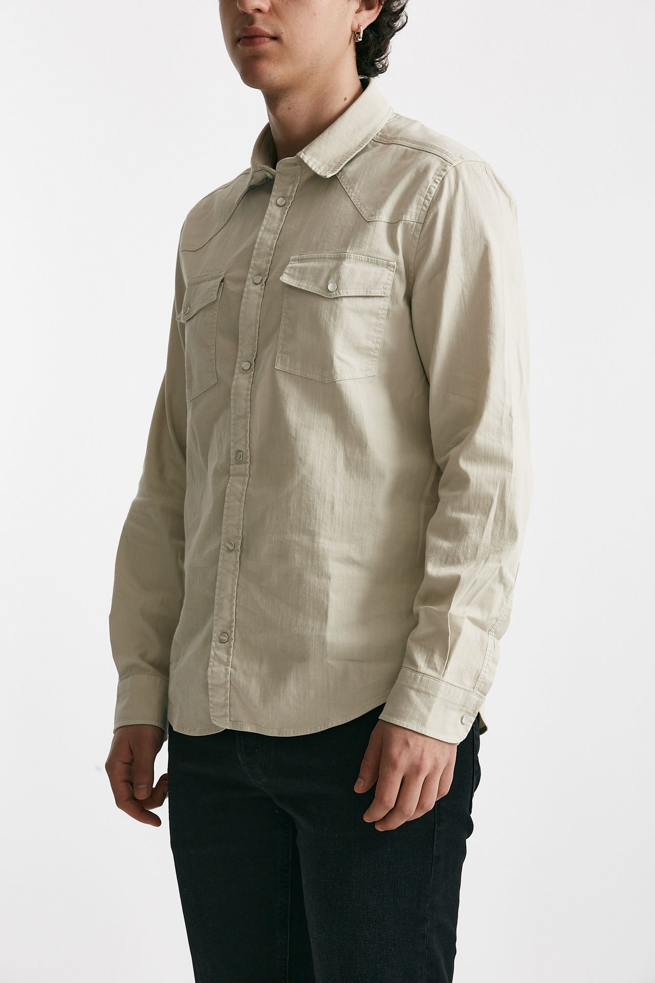 Camicia in cotone stretch Denim chiaro