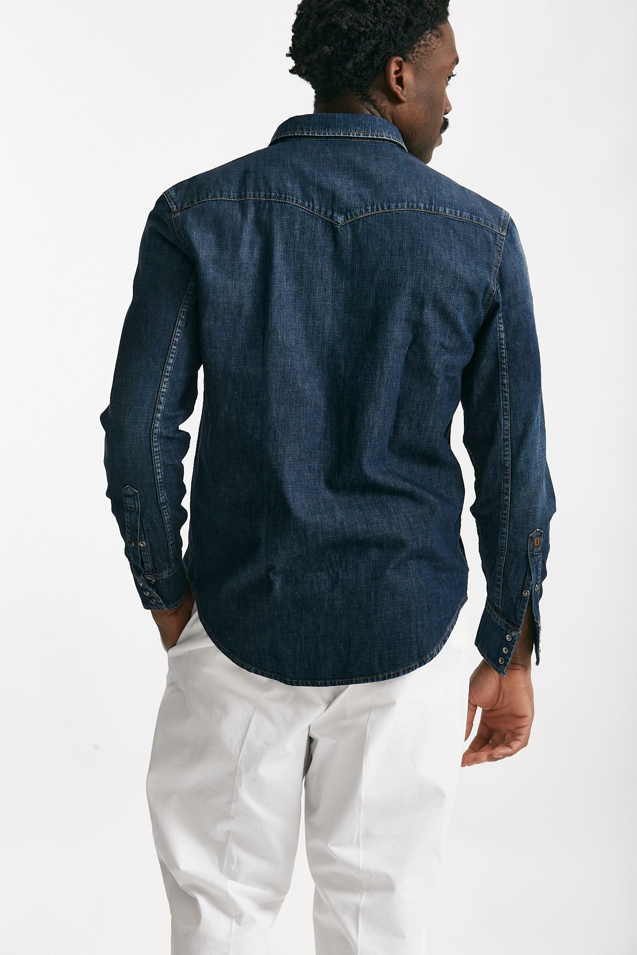 Camicia in cotone fermo denim scuro