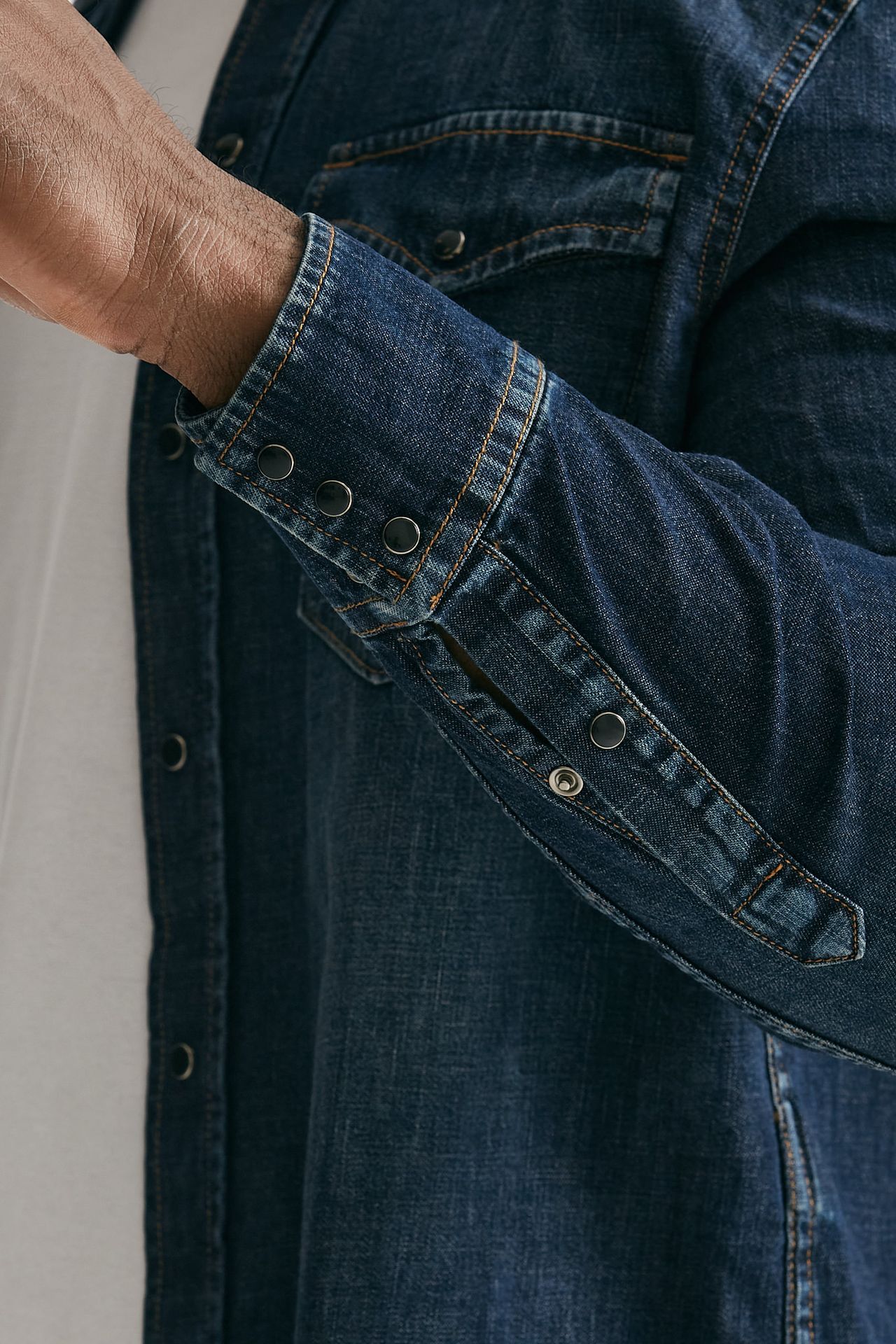 Camicia in cotone fermo denim scuro