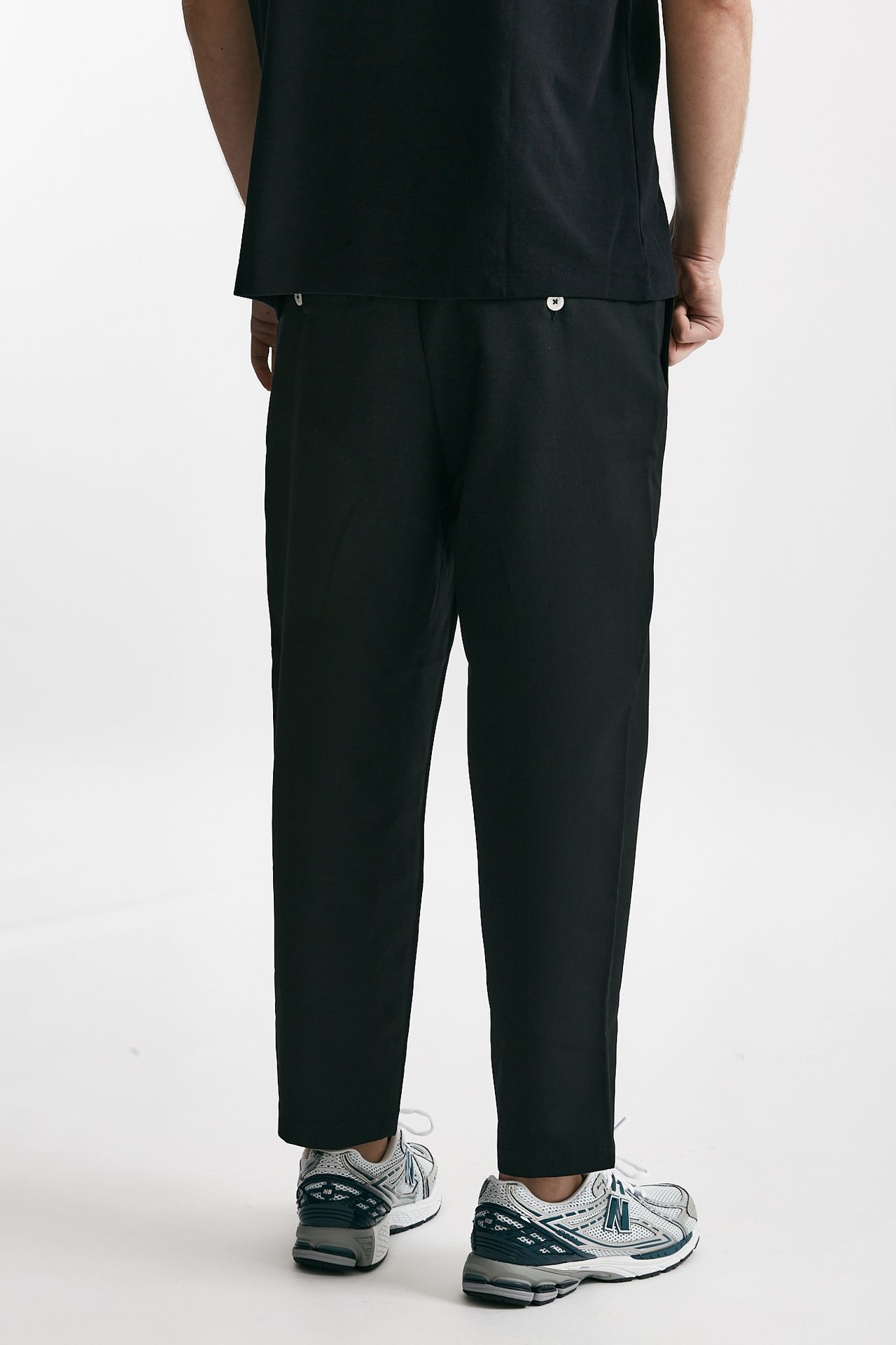 Pantalone cropped nero misto cotone