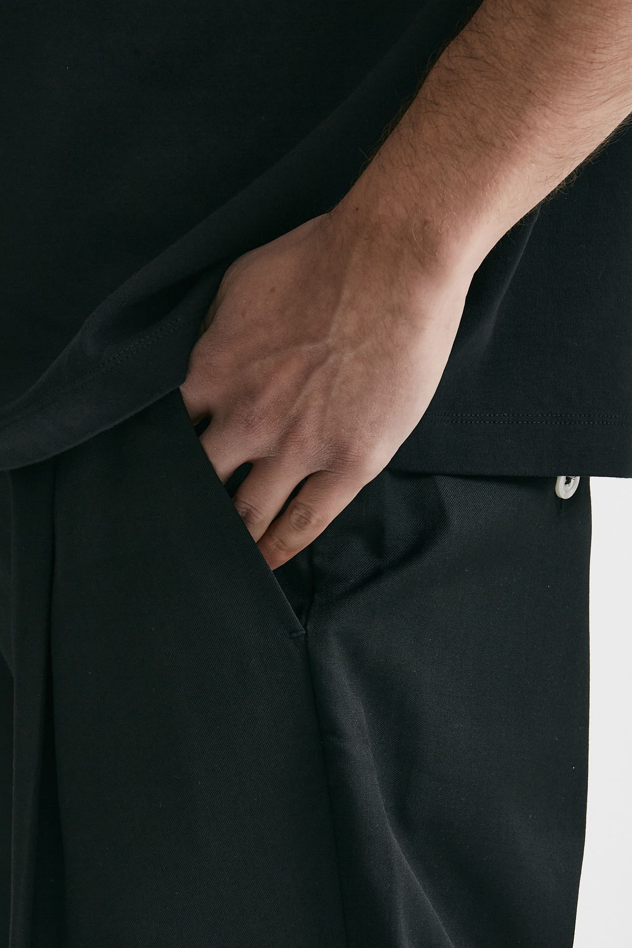 Pantalone cropped nero misto cotone