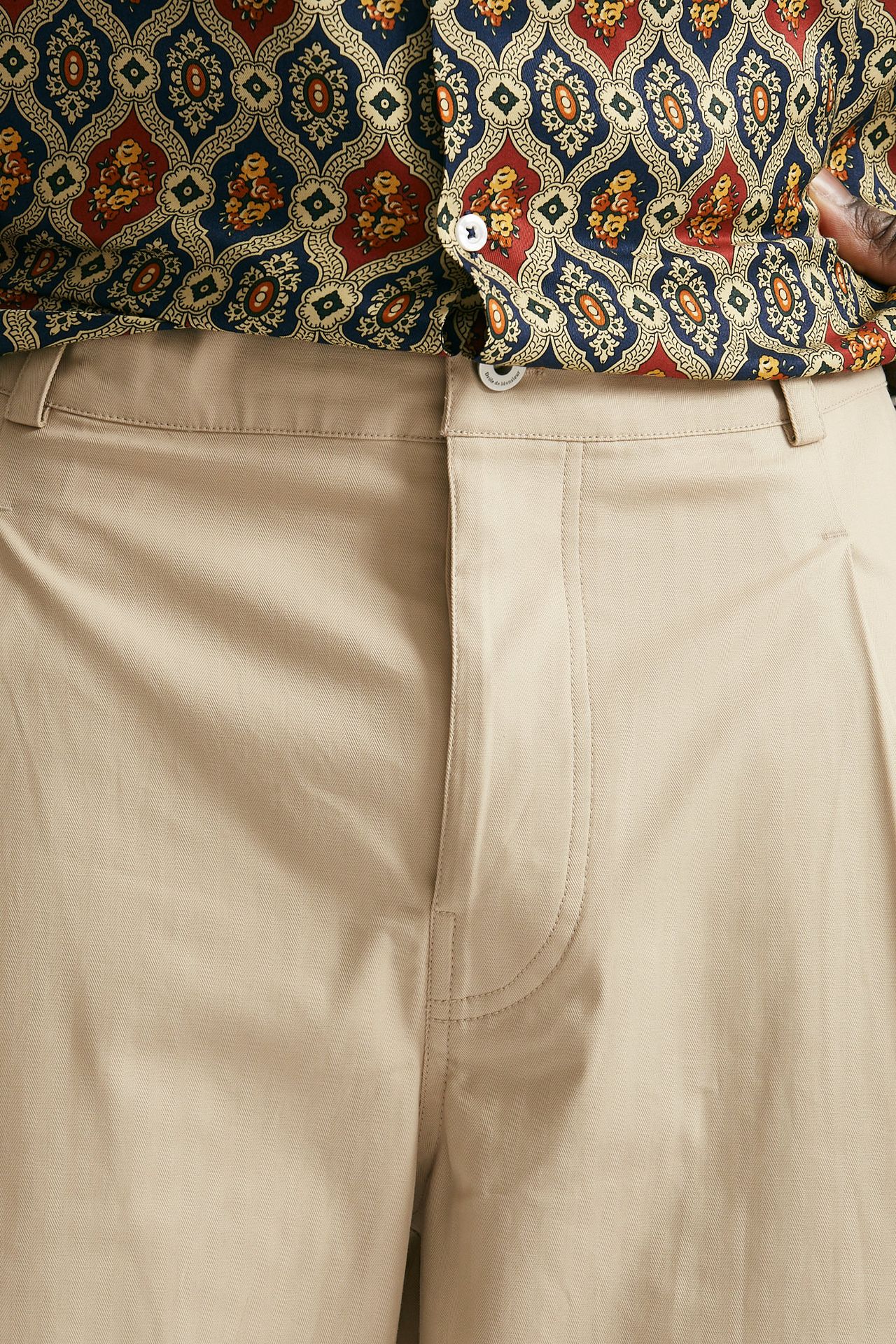 Pantalone cargo in cotone stretch beige