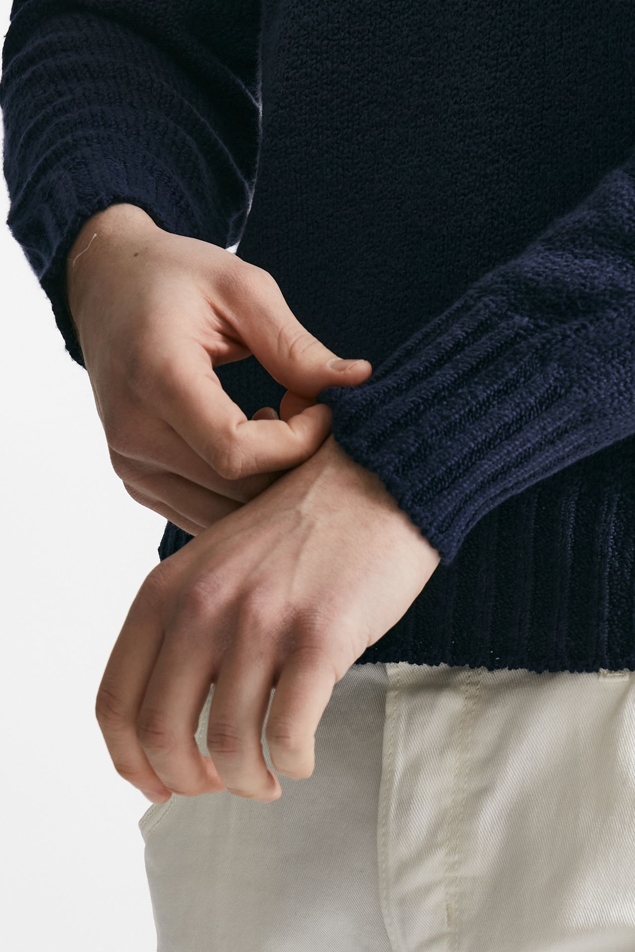 Maglia in cotone scollo a V blu