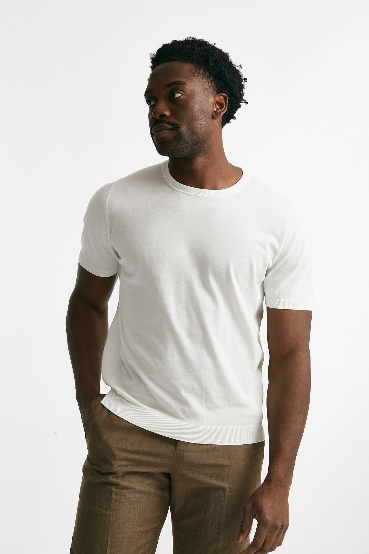 T-shirt in maglia cotone bianco