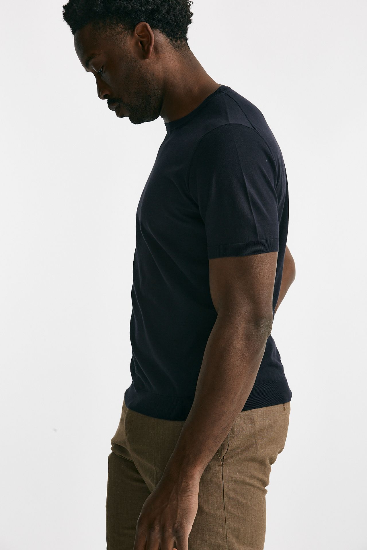 T-shirt in maglia cotone blu 