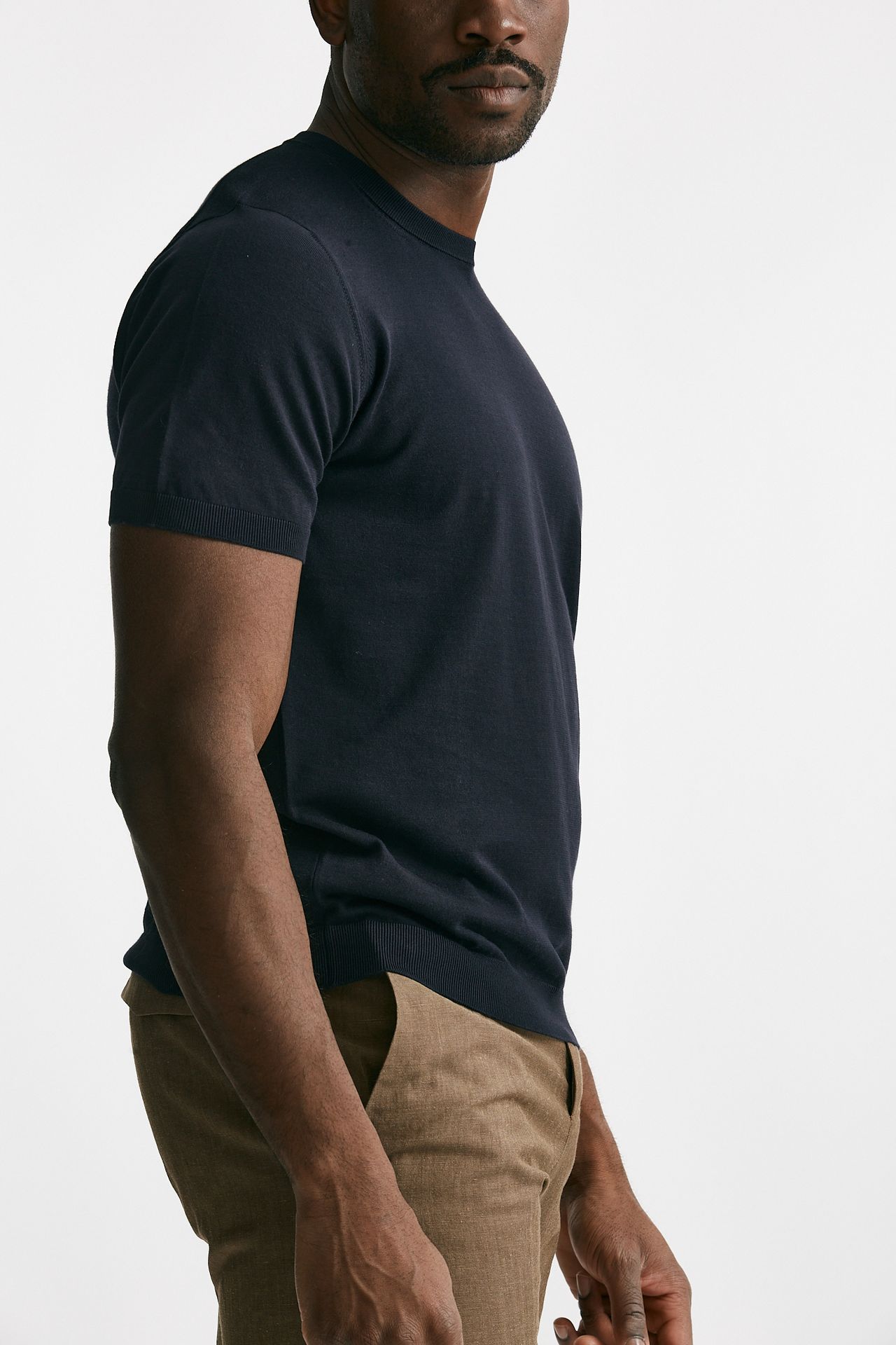 T-shirt in maglia cotone blu 