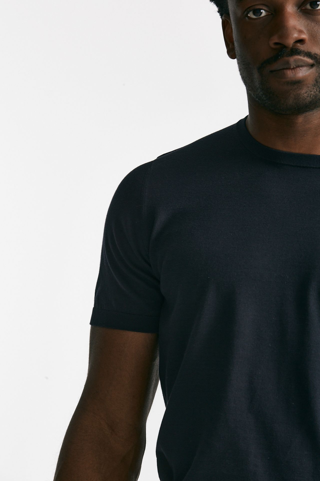 T-shirt in maglia cotone blu 