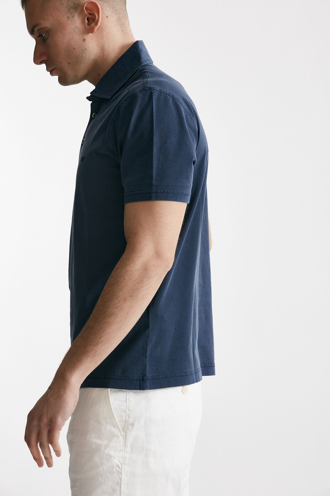 Polo in cotone lavato blu