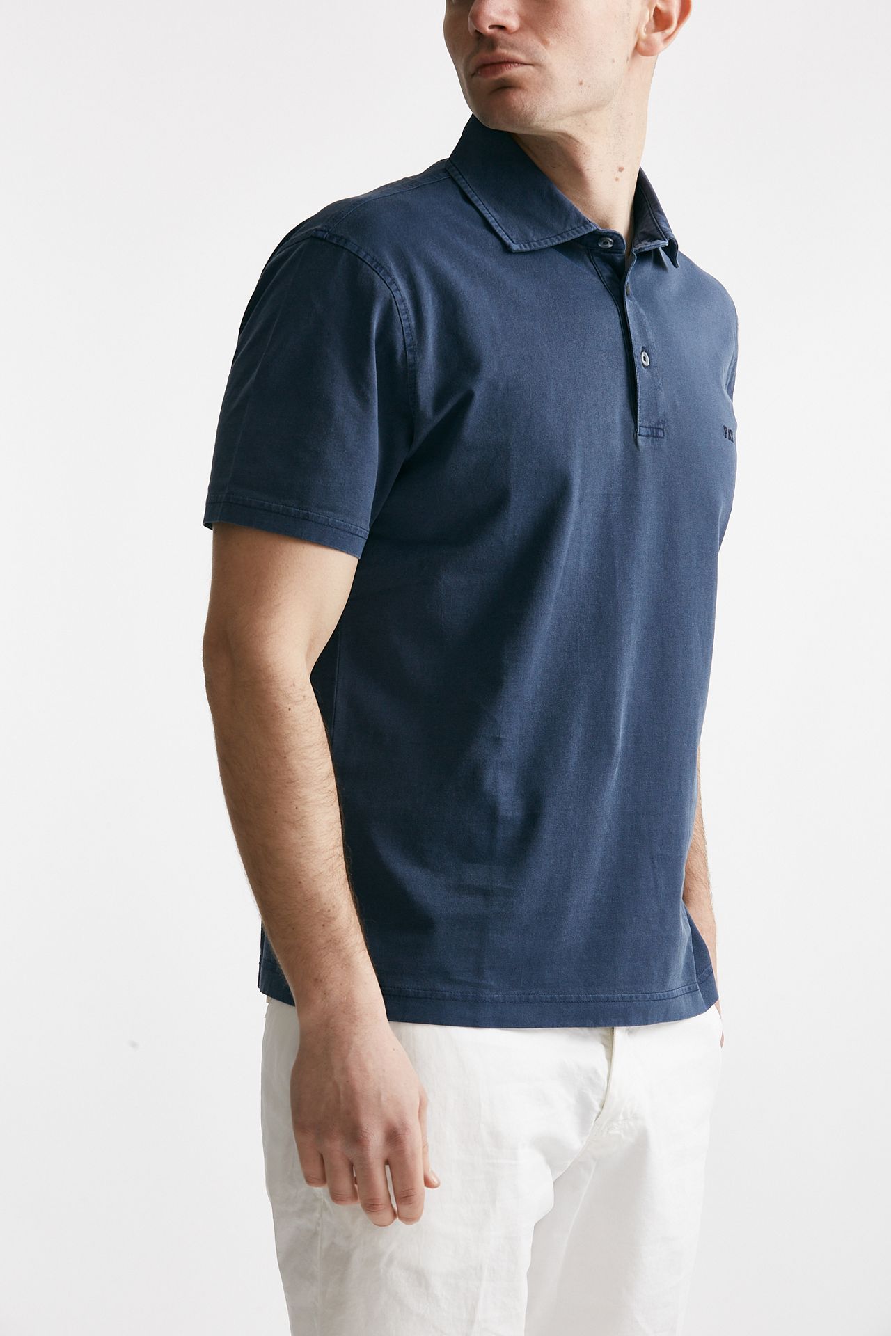 Polo in cotone lavato blu