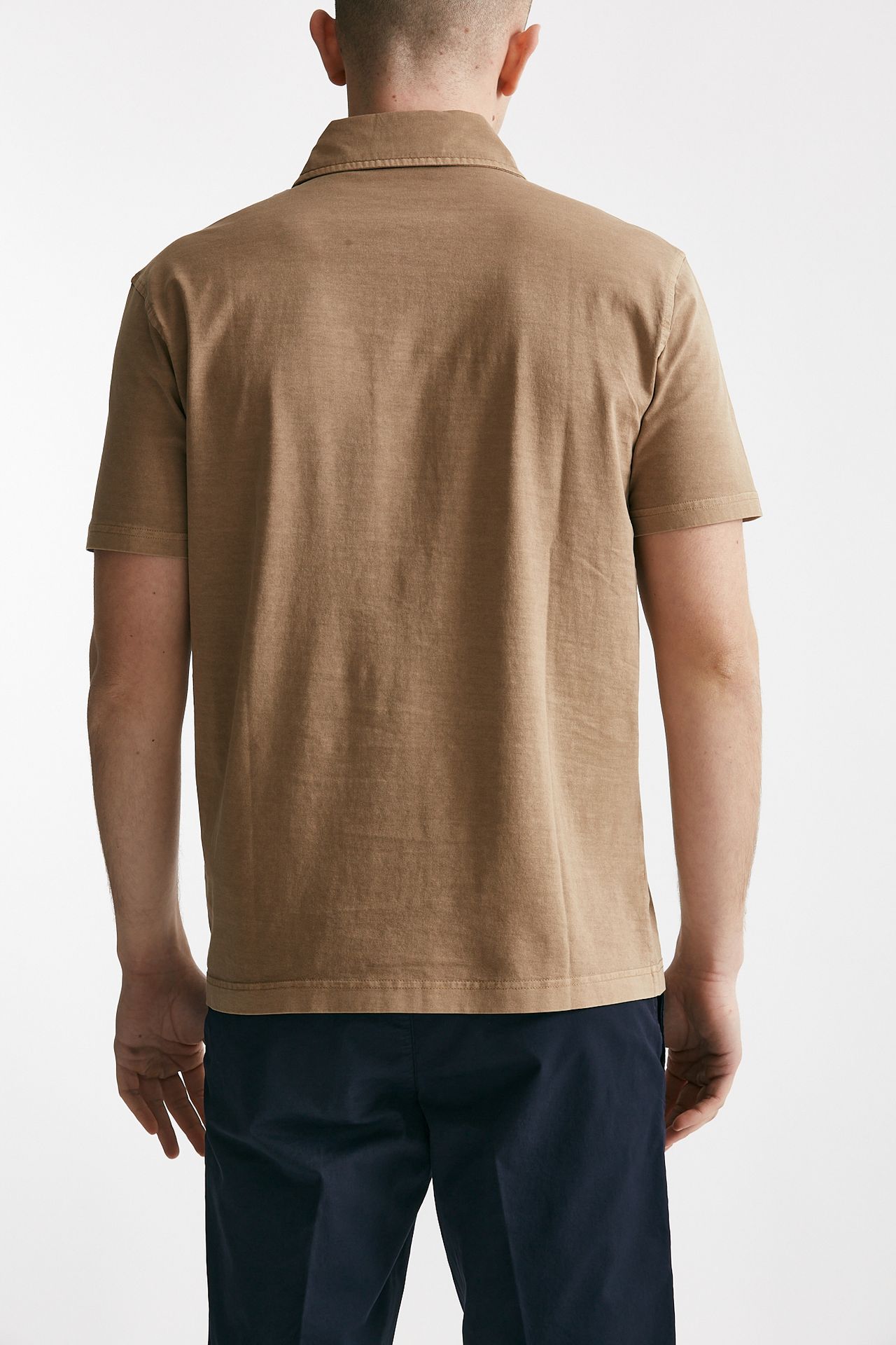 Polo in cotone lavato cammello