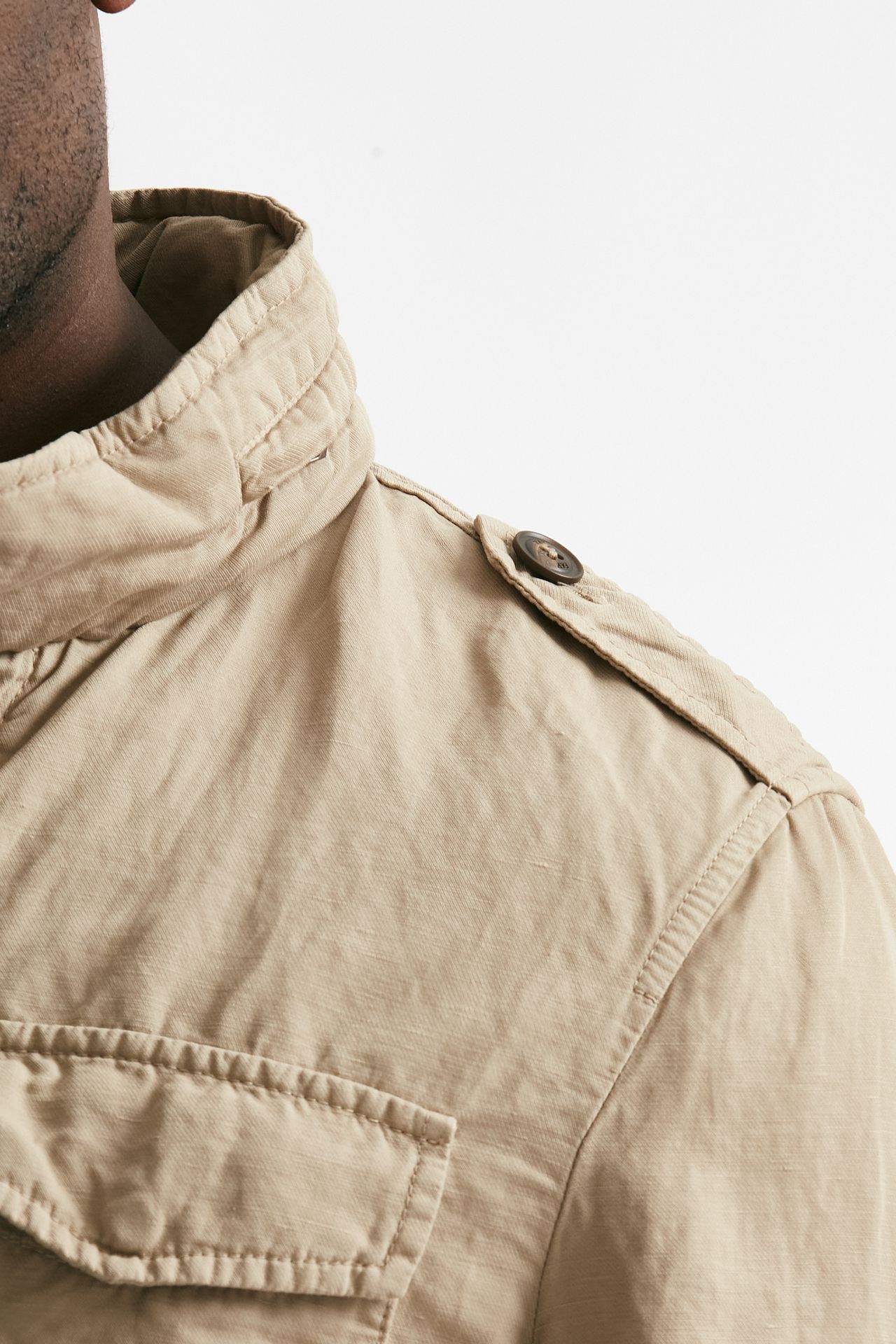 Field jacket in cotone e lino lavato beige