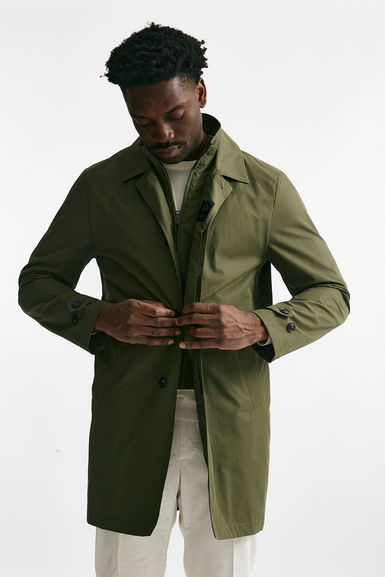 Soprabito in cotone e nylon verde