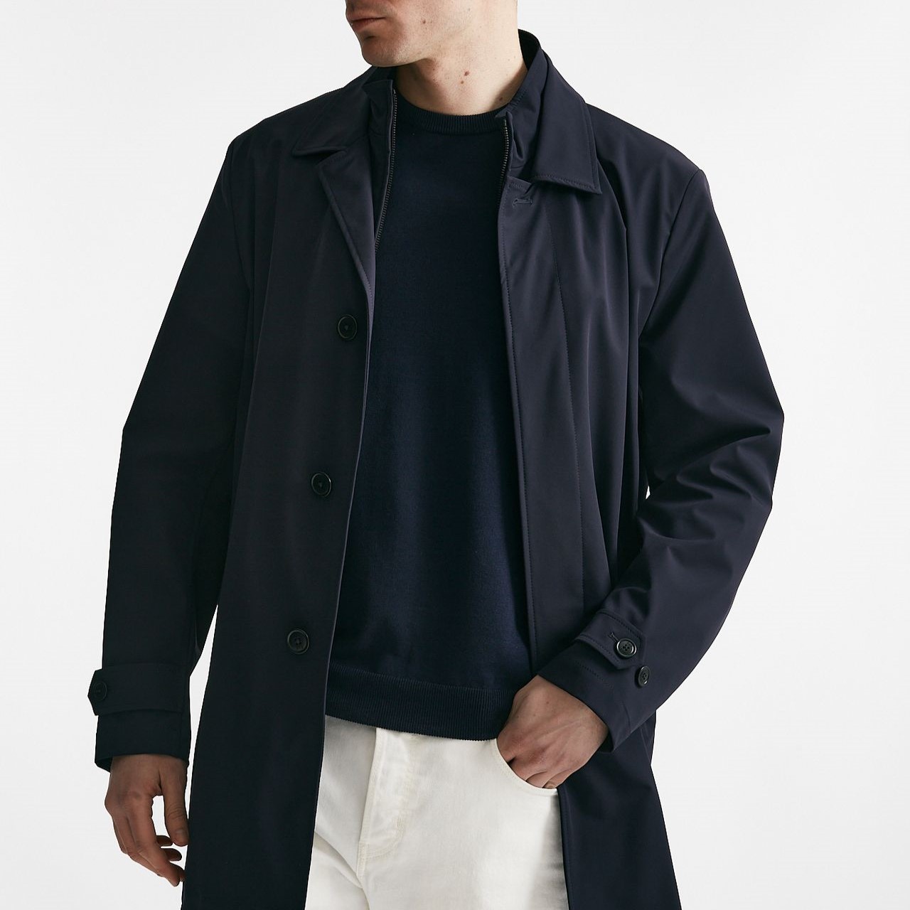 Soprabito in nylon stretch blu