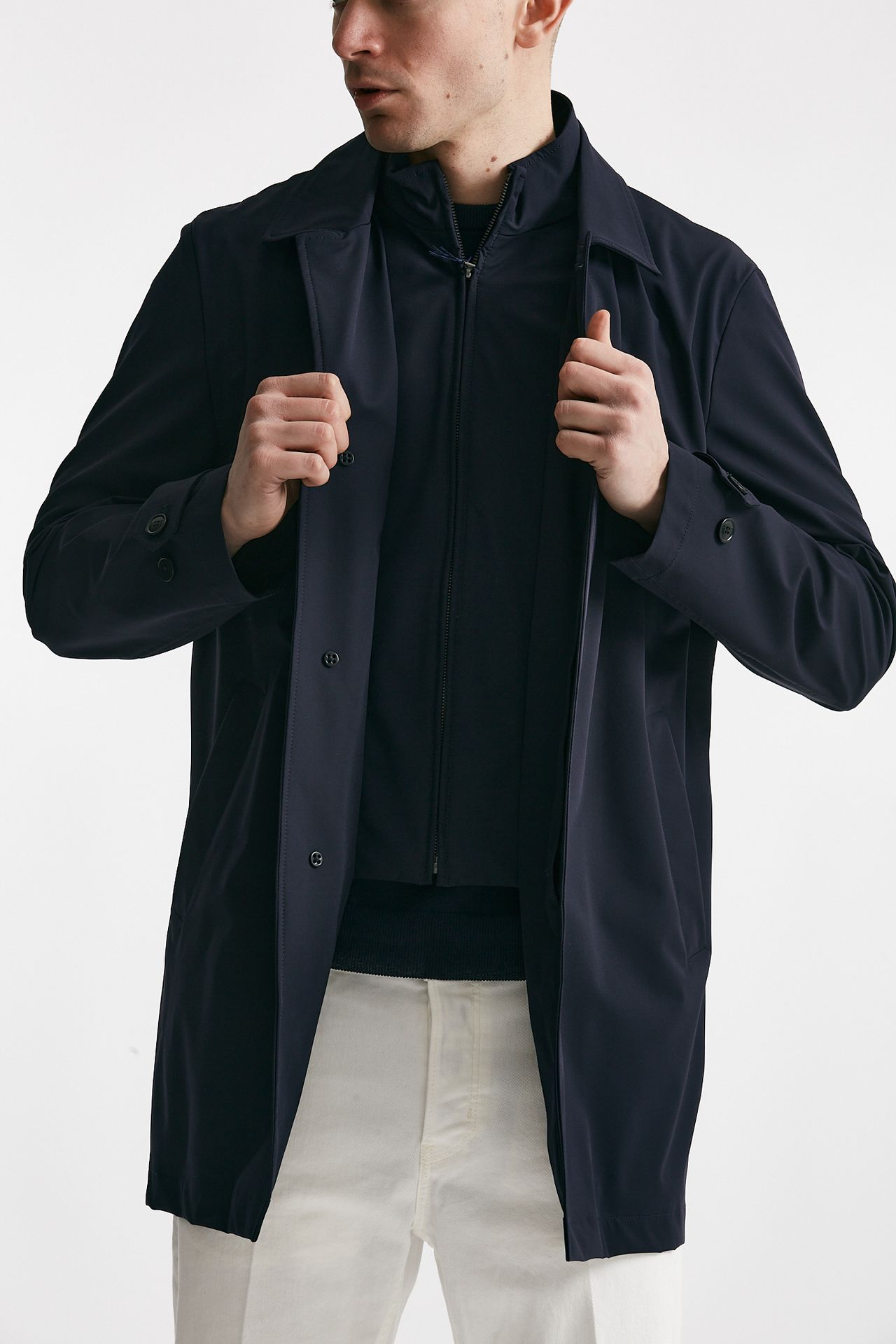 Soprabito in nylon stretch blu
