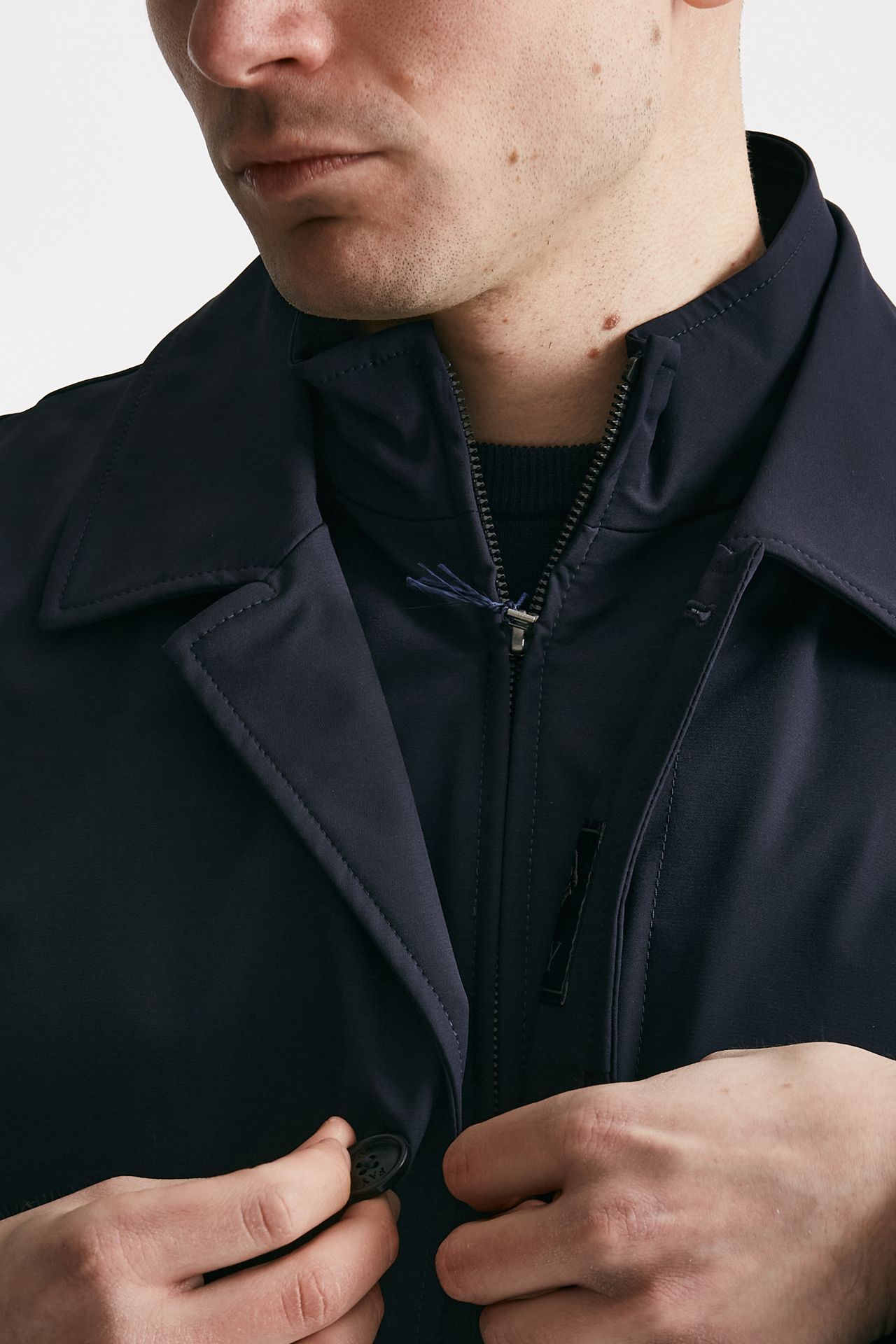 Soprabito in nylon stretch blu