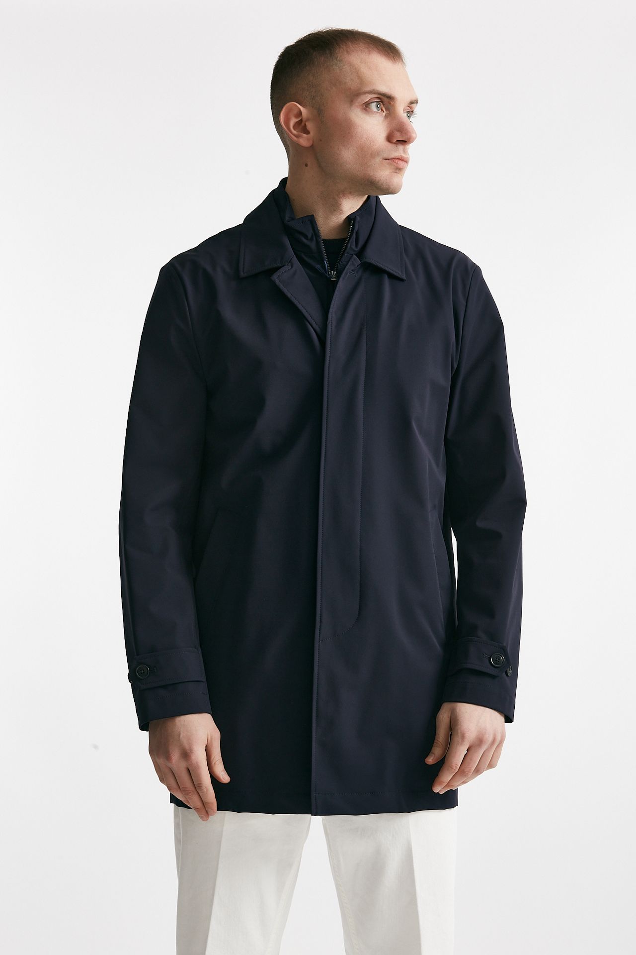 Soprabito in nylon stretch blu