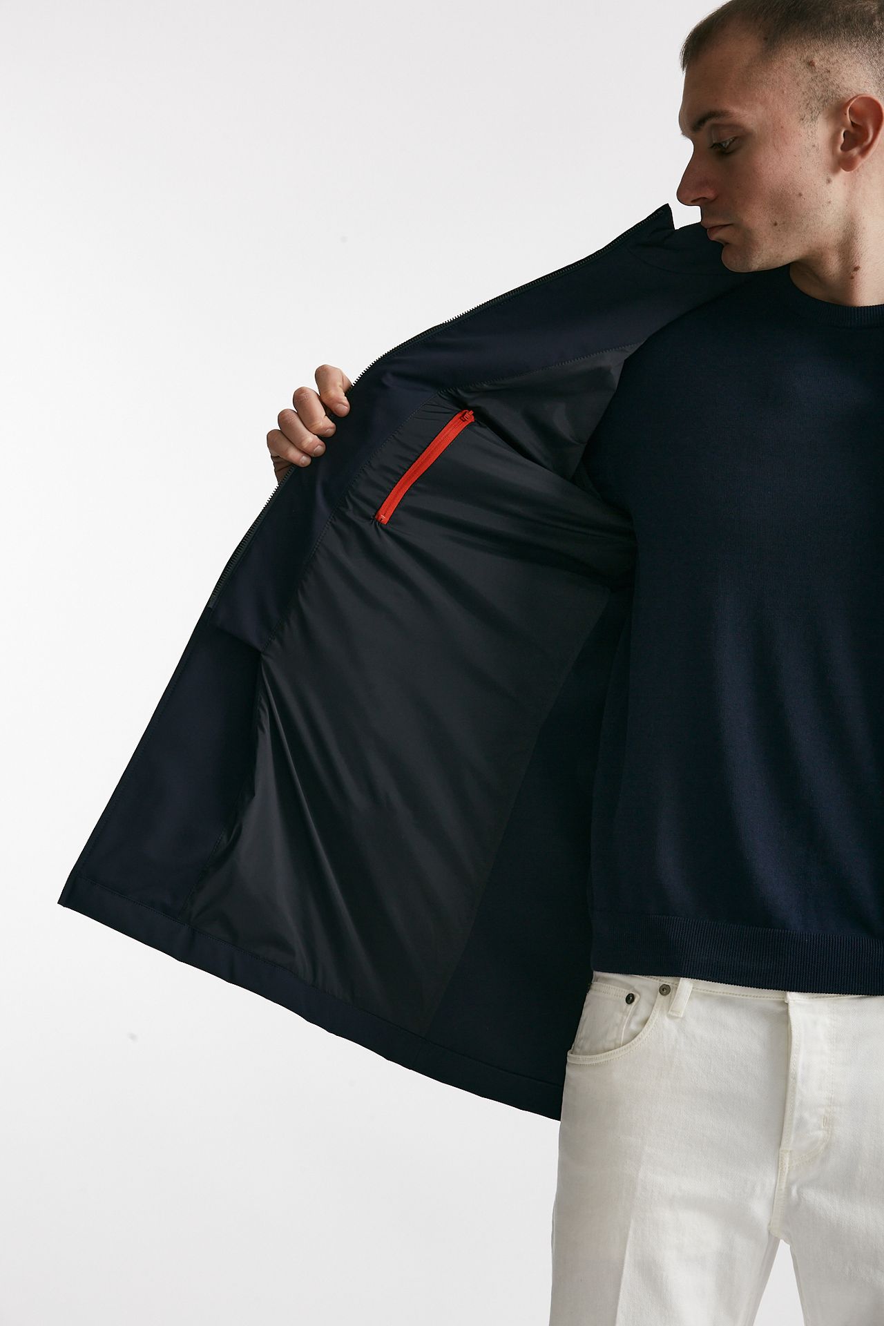 Soprabito in nylon stretch blu