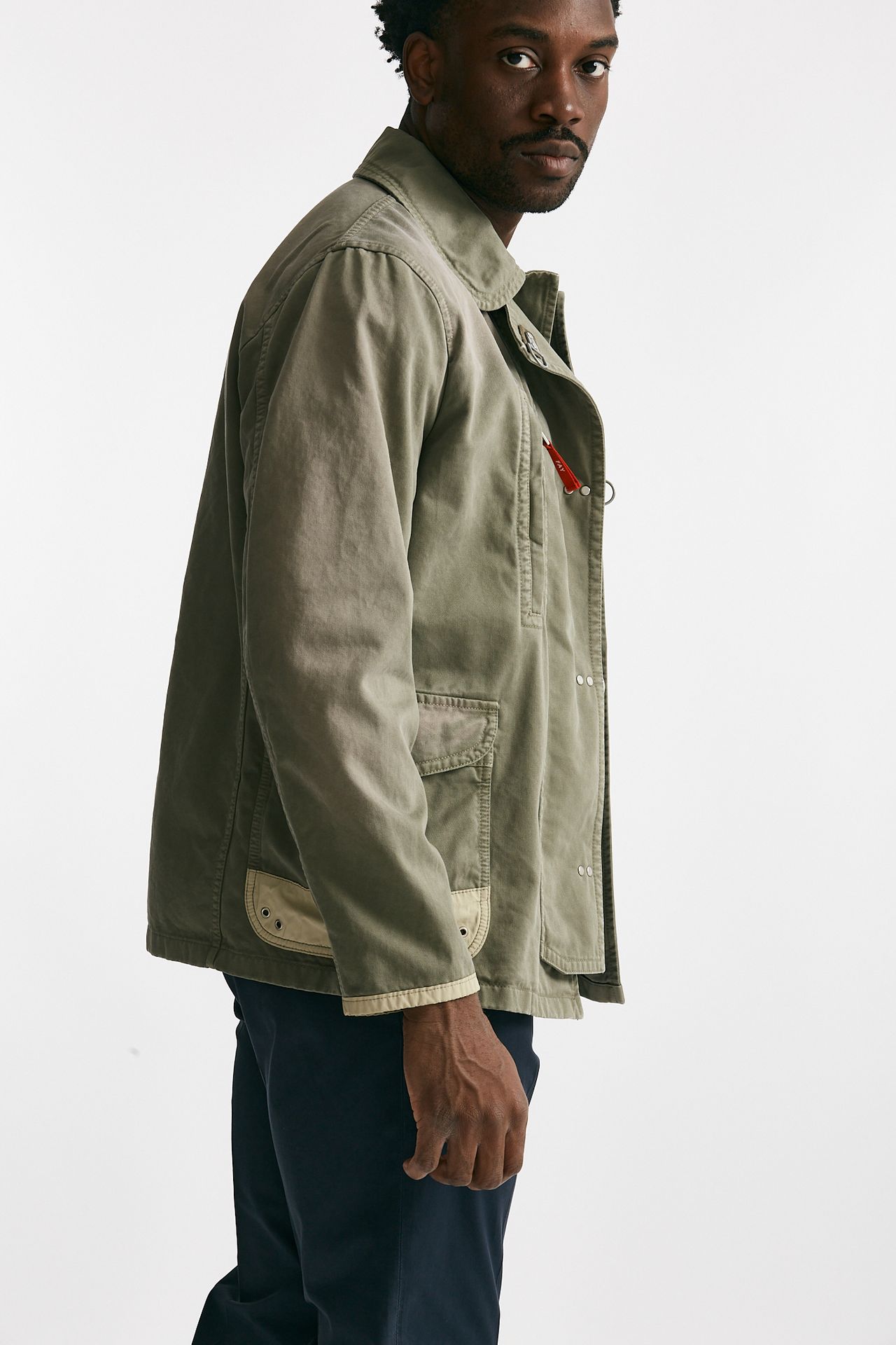 Giubbino in cotone canvas lavato  verde
