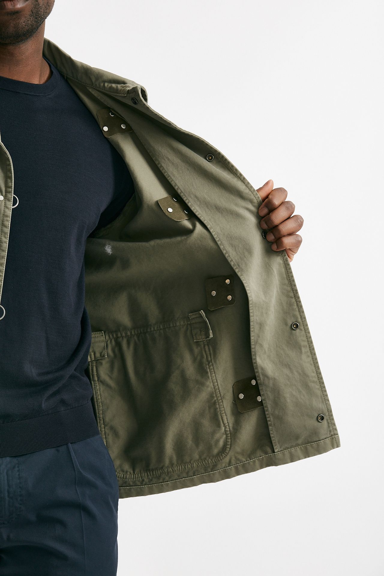 Giubbino in cotone canvas lavato  verde