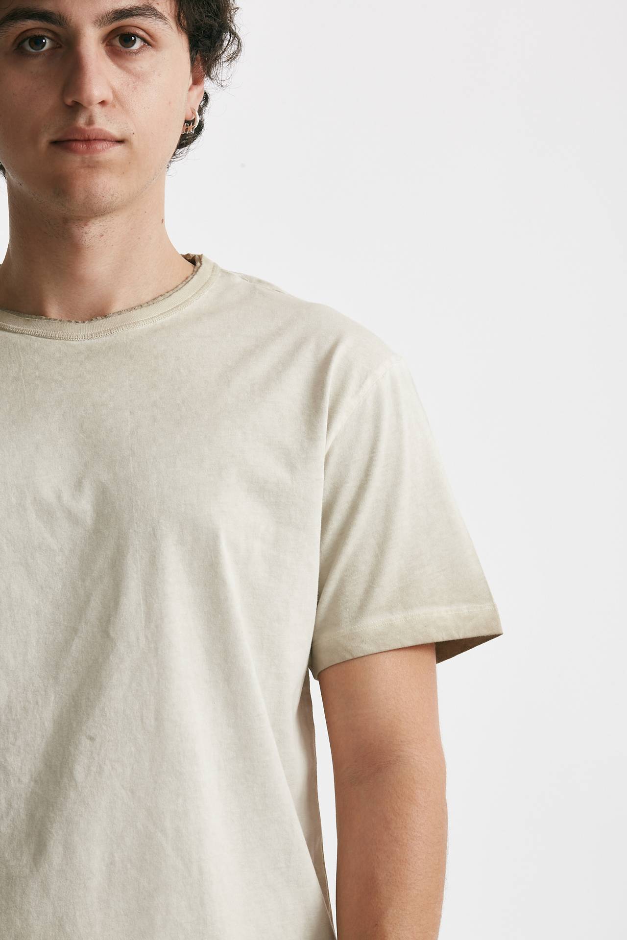 T-shirt in cotone beige old