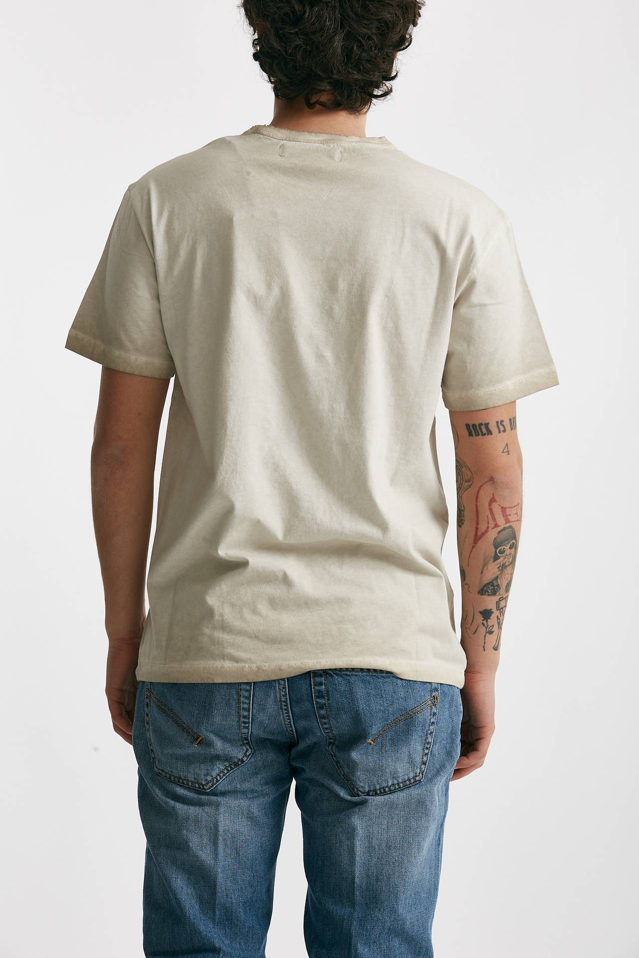 T-shirt in cotone beige old
