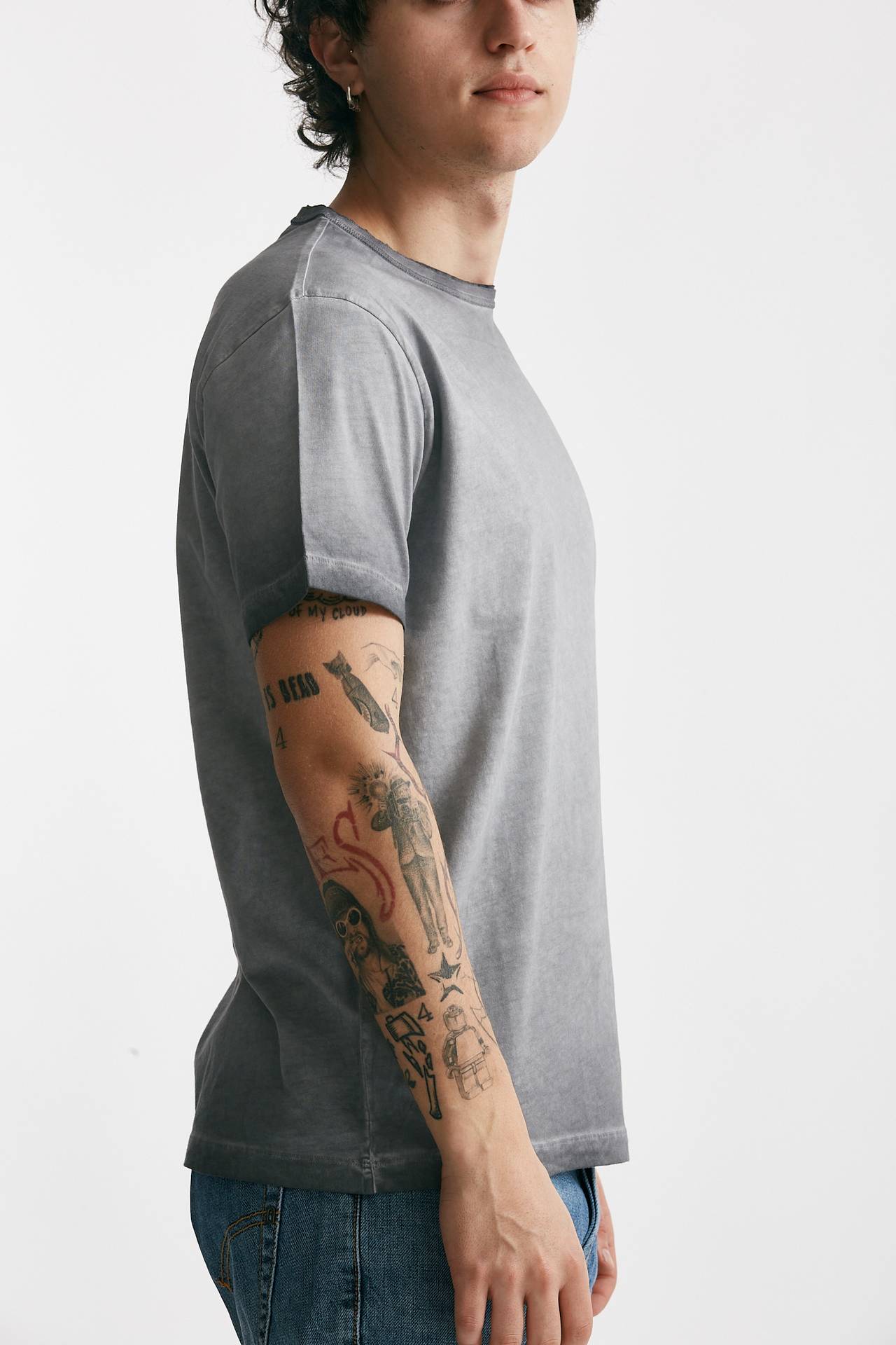 T-shirt in cotone grigio old