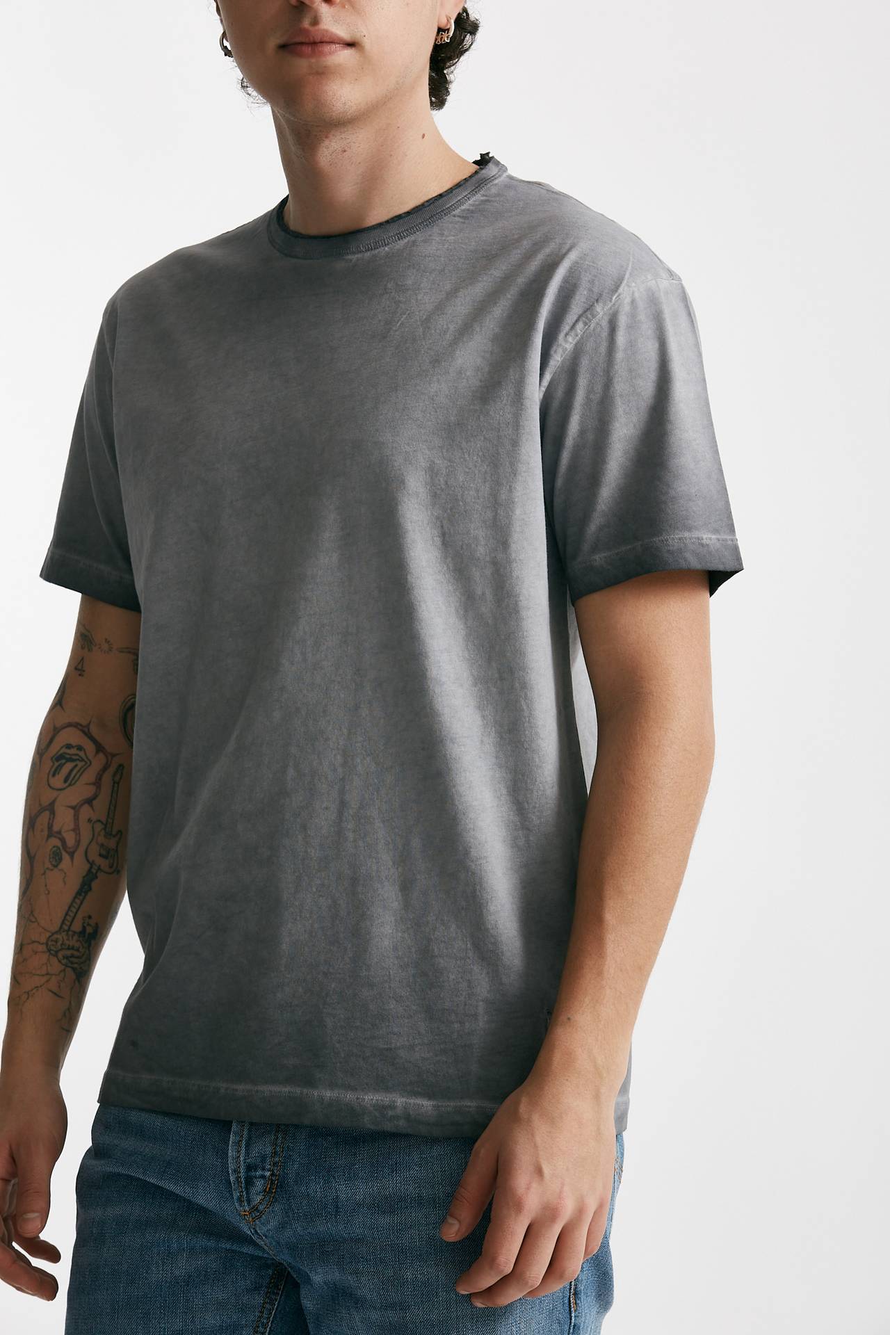 T-shirt in cotone grigio old