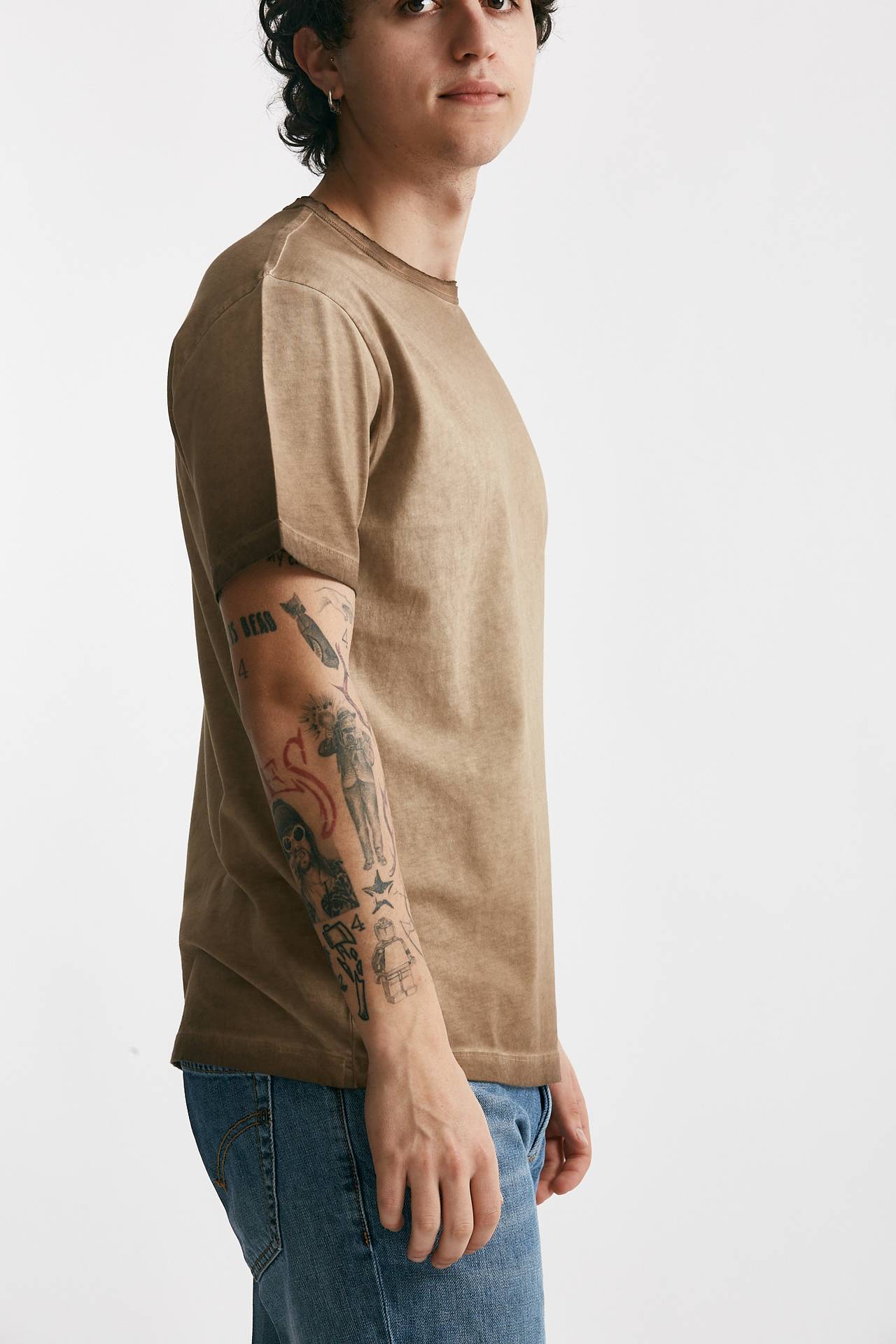 T-shirt in cotone cammello old