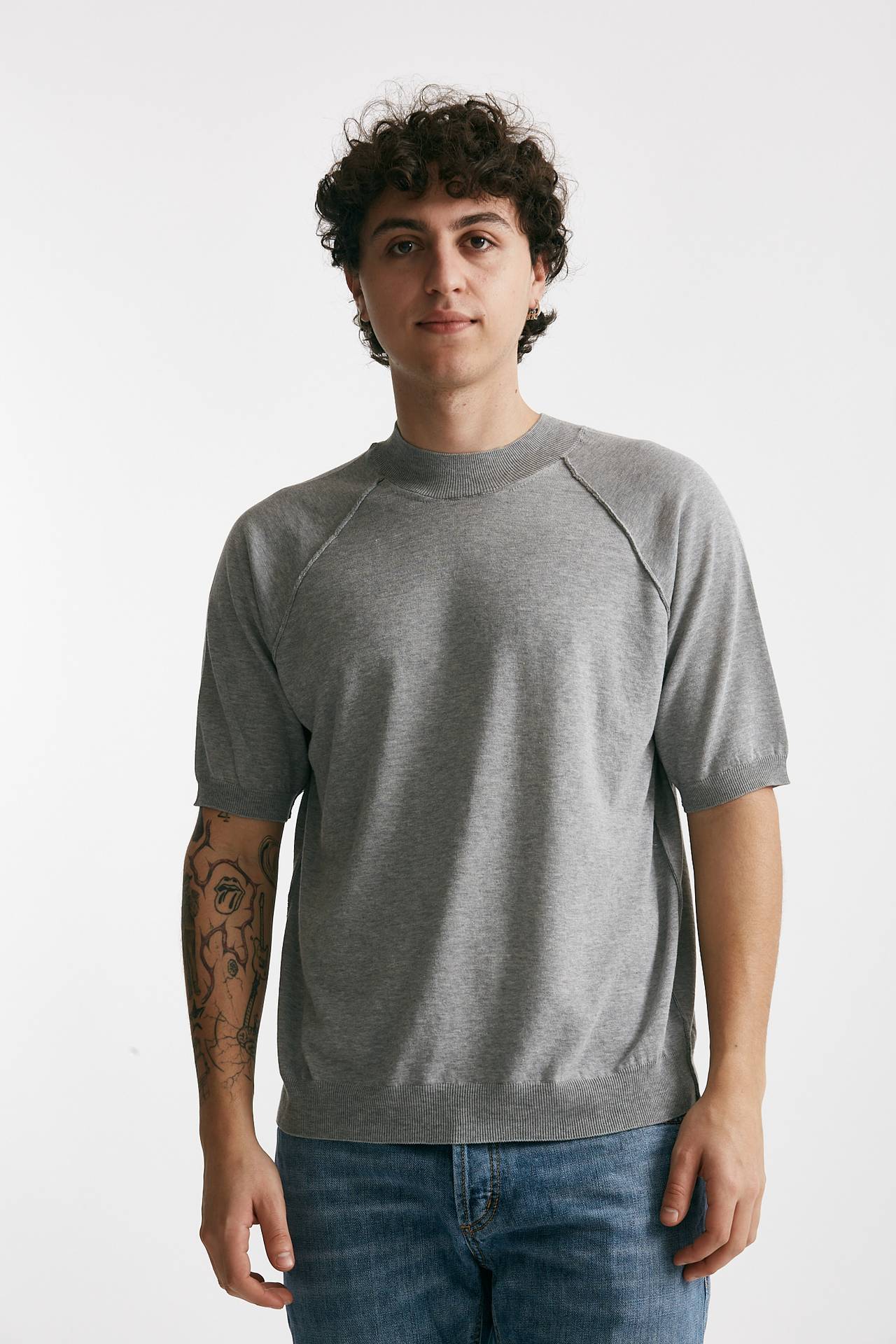T-shirt in maglia cotone grigio