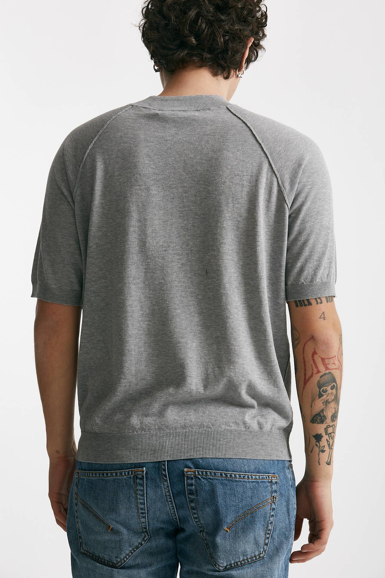 T-shirt in maglia cotone grigio