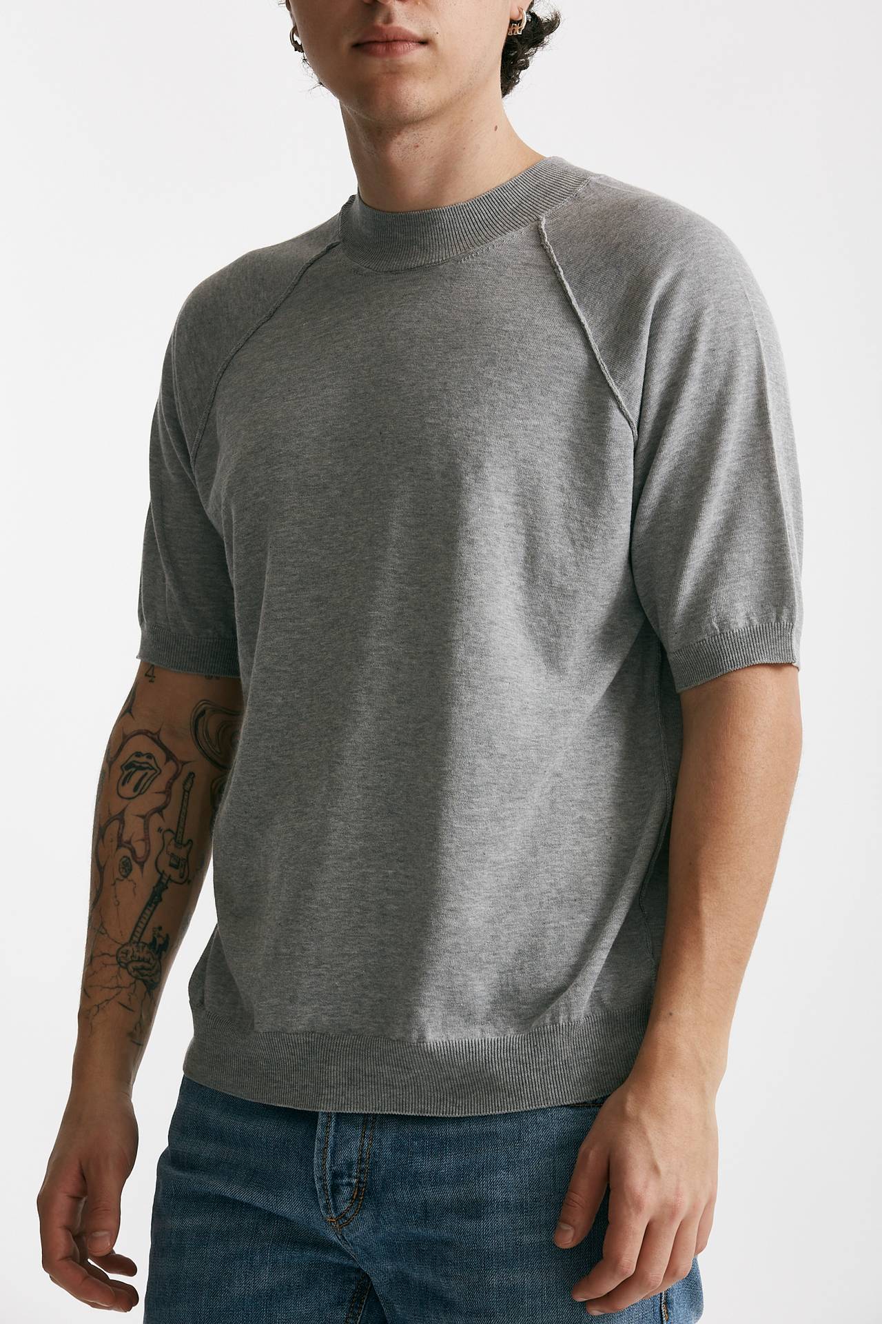 T-shirt in maglia cotone grigio