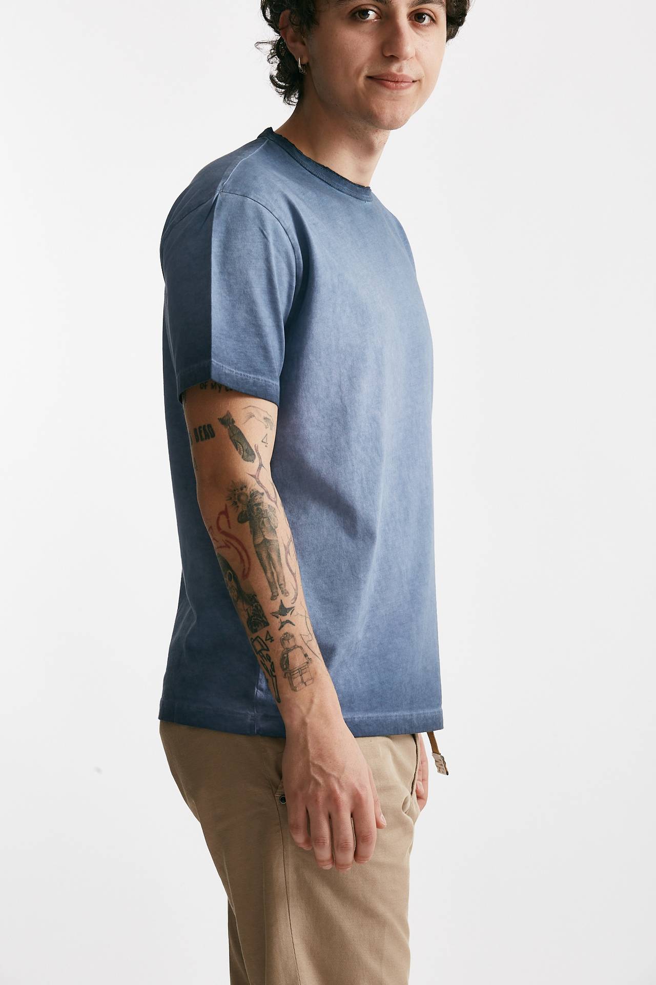 T-shirt in cotone blu old