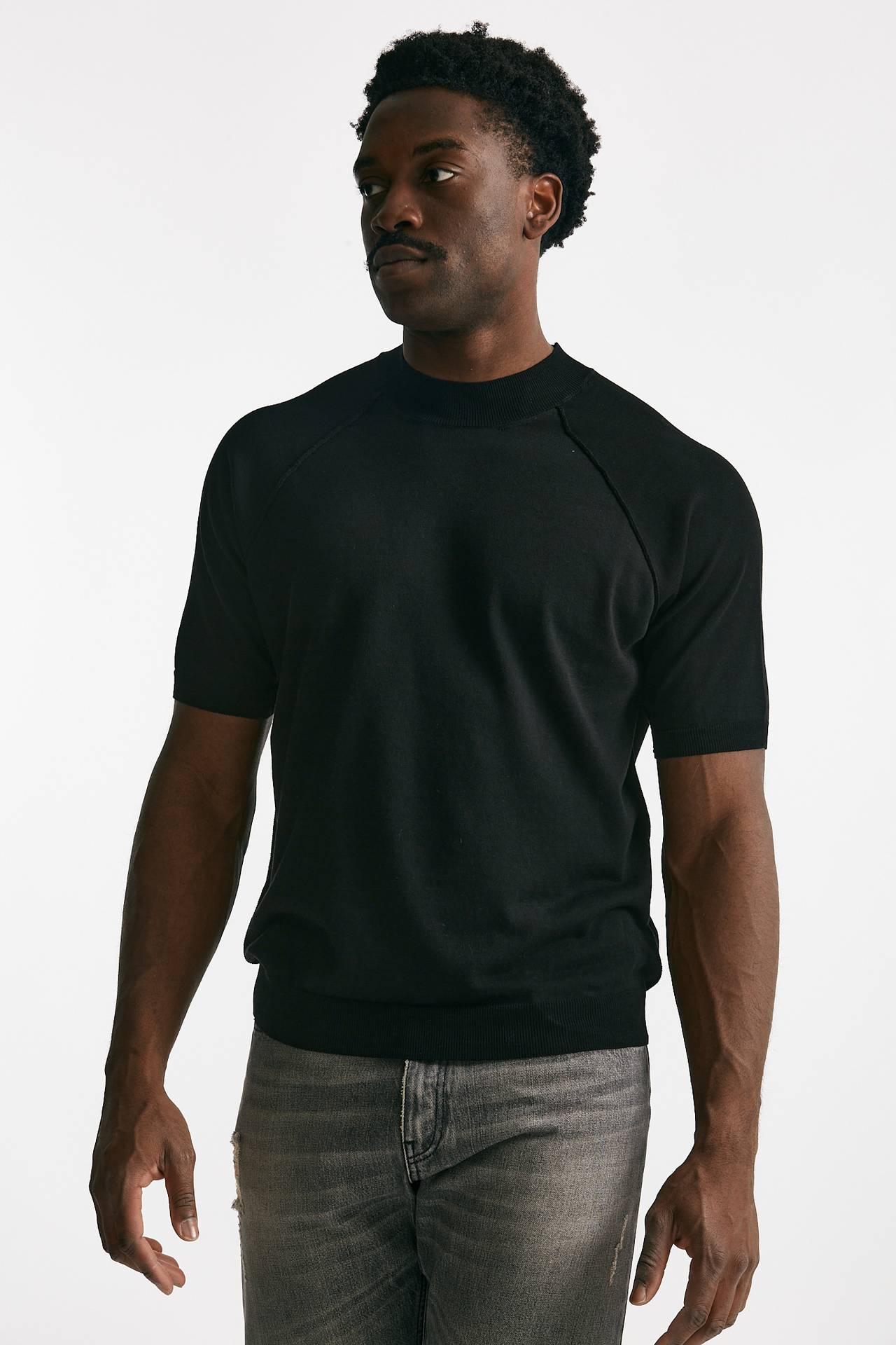 T-shirt in maglia cotone nero