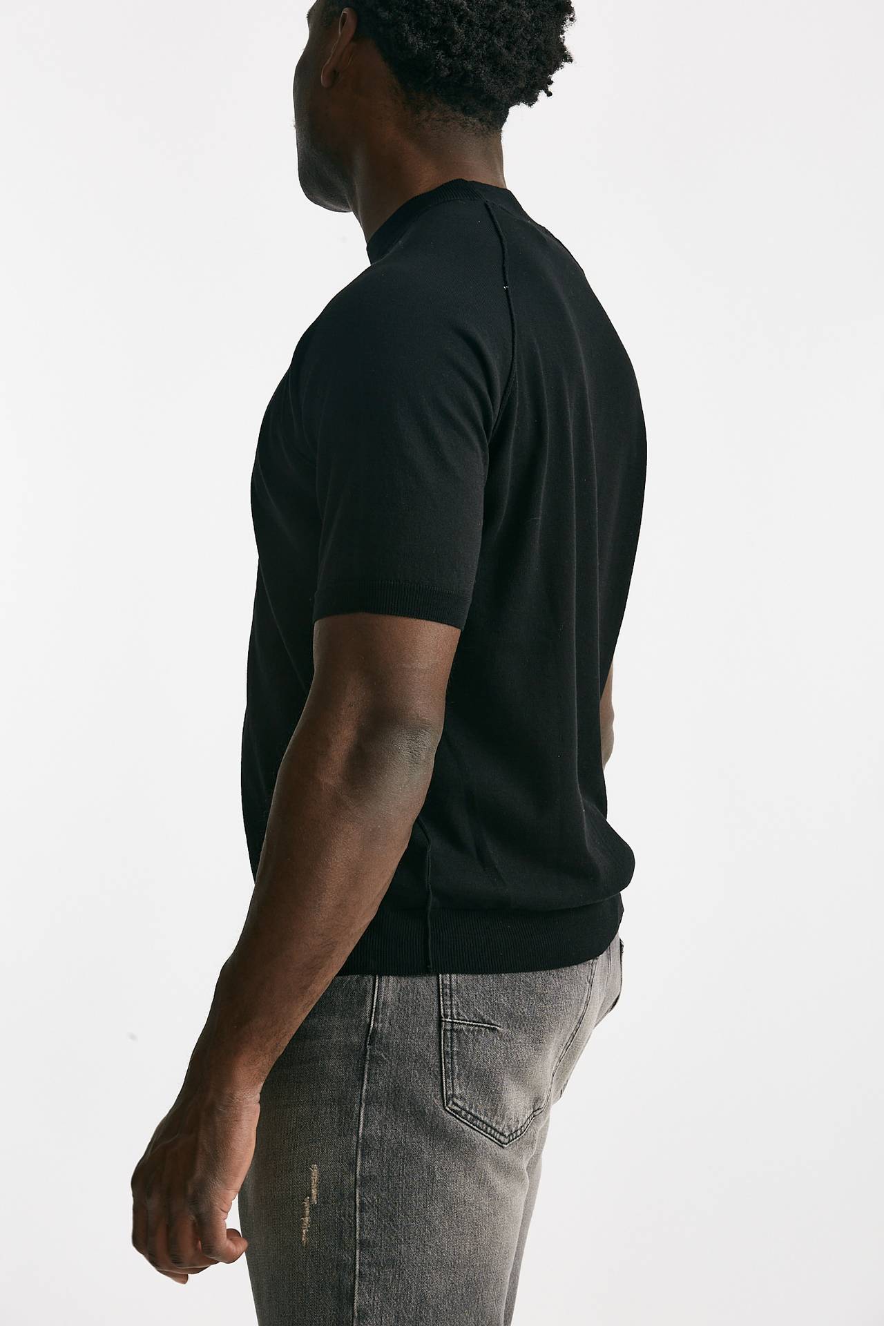 T-shirt in maglia cotone nero 