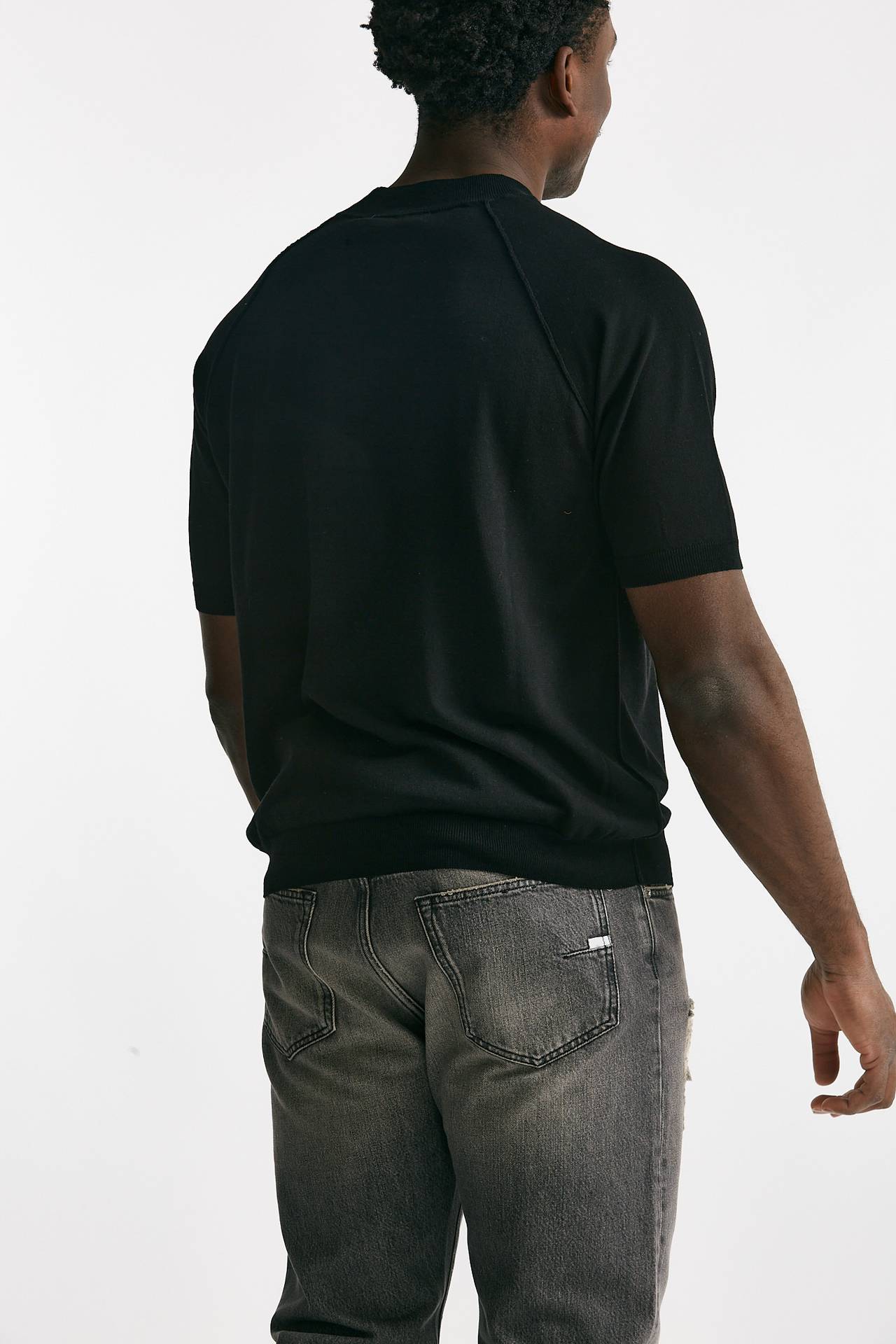 T-shirt in maglia cotone nero 