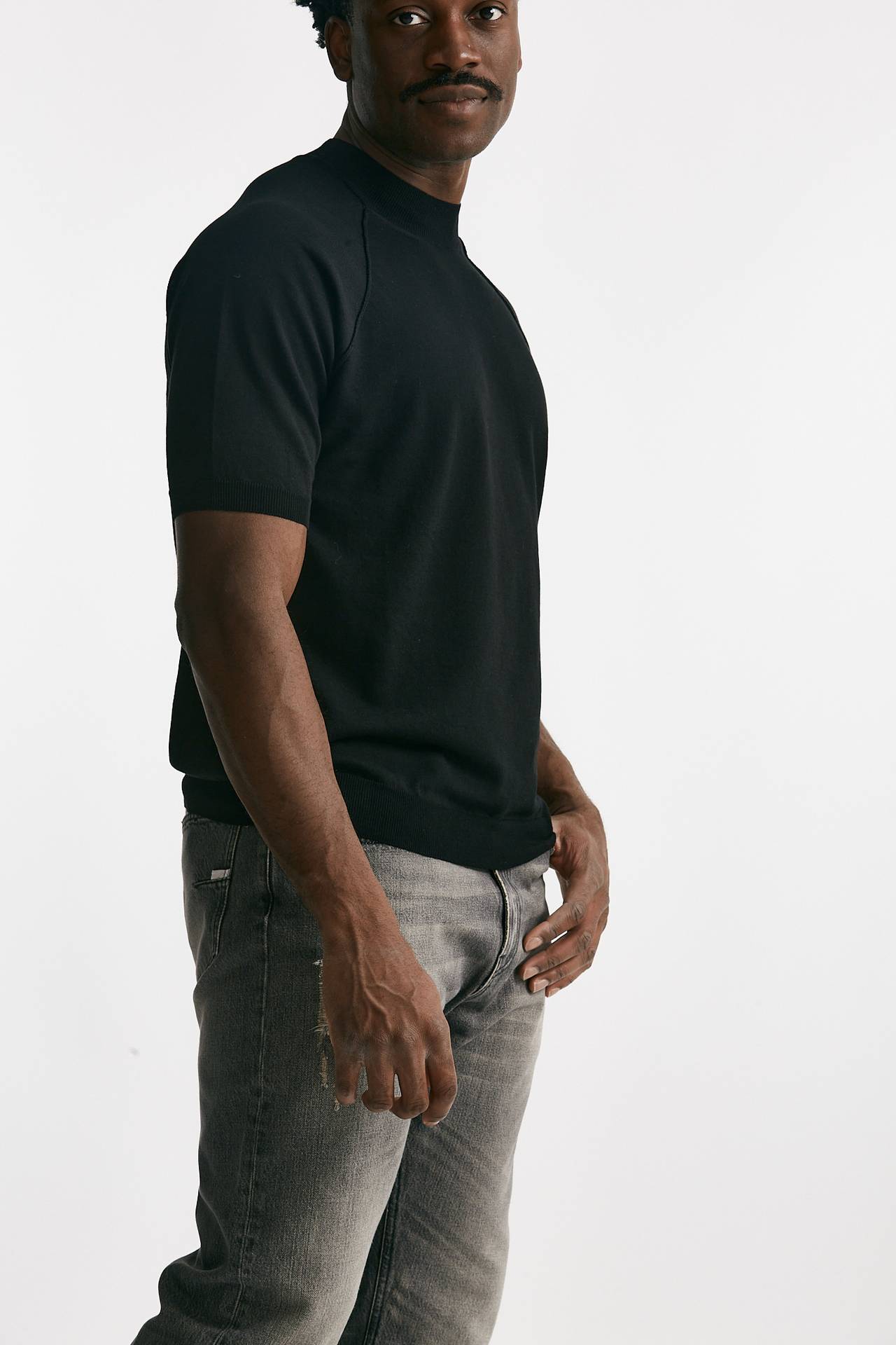 T-shirt in maglia cotone nero 
