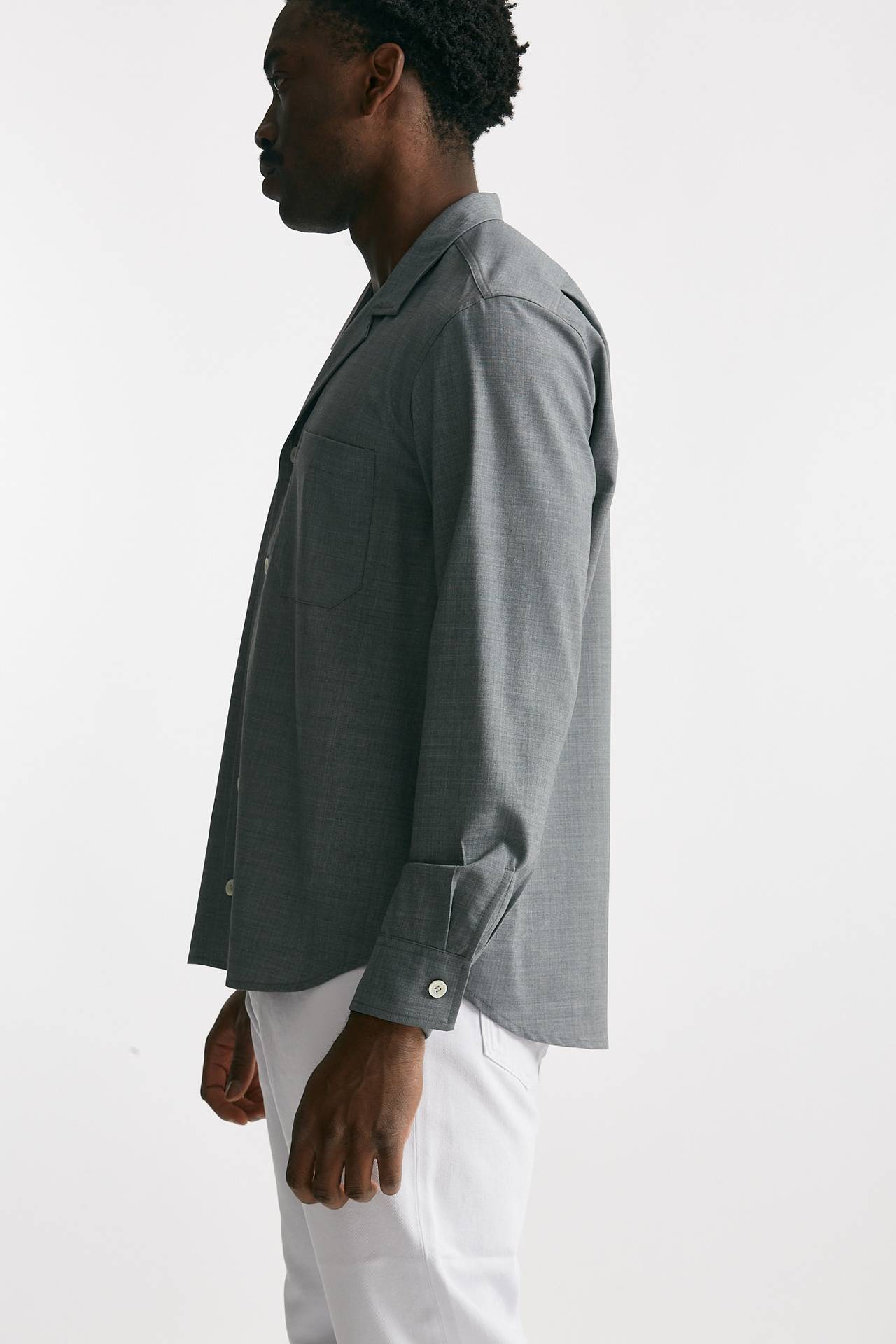 Overshirt in misto lana stretch grigio