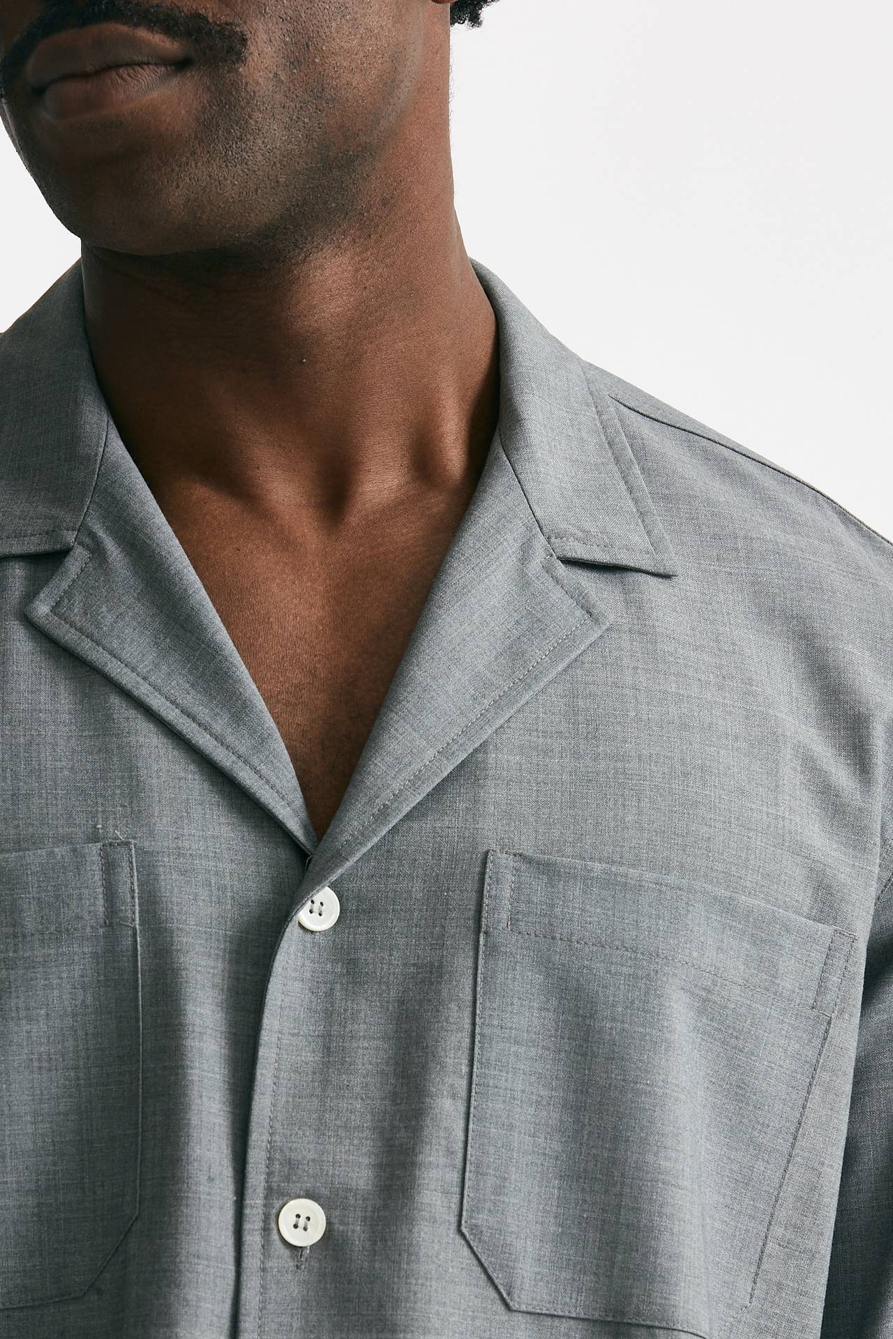 Overshirt in misto lana stretch grigio