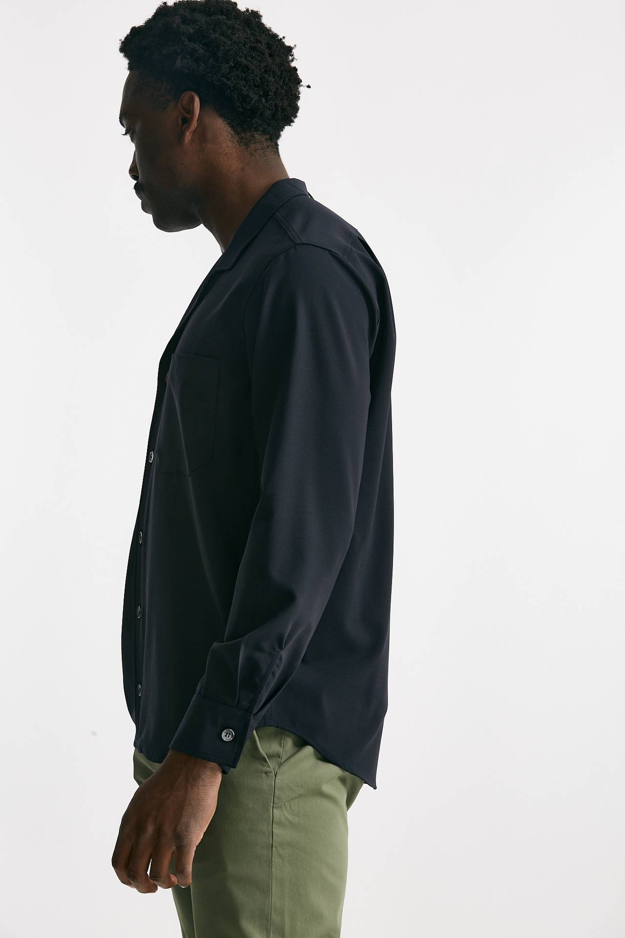 Overshirt in misto lana stretch blu